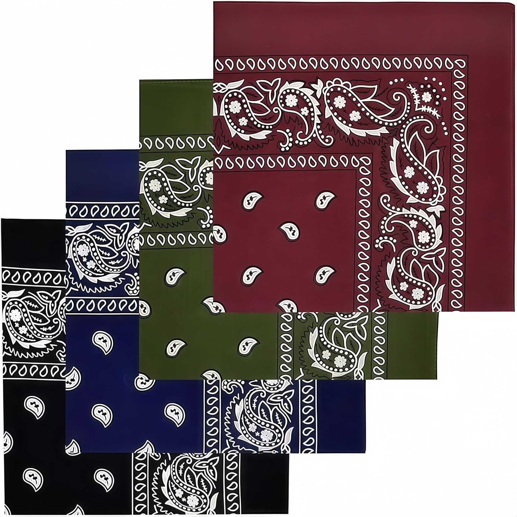 FOUORTUNATE-BEE Seidentuch 4 Paisley-Bandanas – Halstuch & Kopftuch für Damen und Herren, (4-St), 4er-Set Paisley-Bandanas für Festival, Western & Alltag