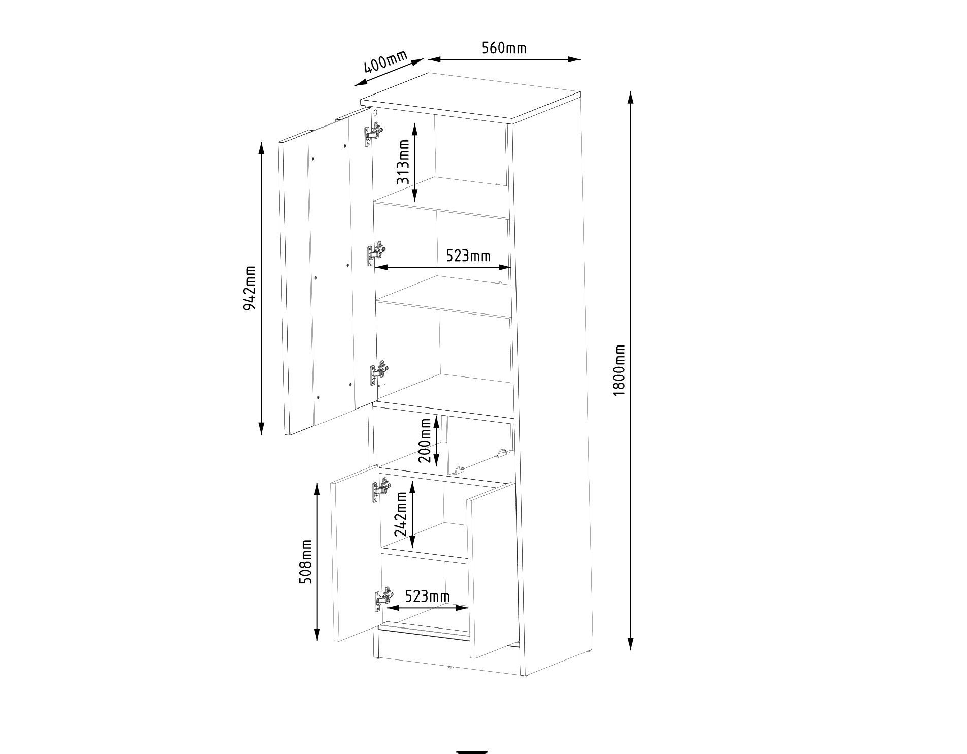 hochglanz Regal Vitrine pressiode 56cm Glasvitrine mit Bücherregal Highboard LED schwarz hochglanz Hochschrank