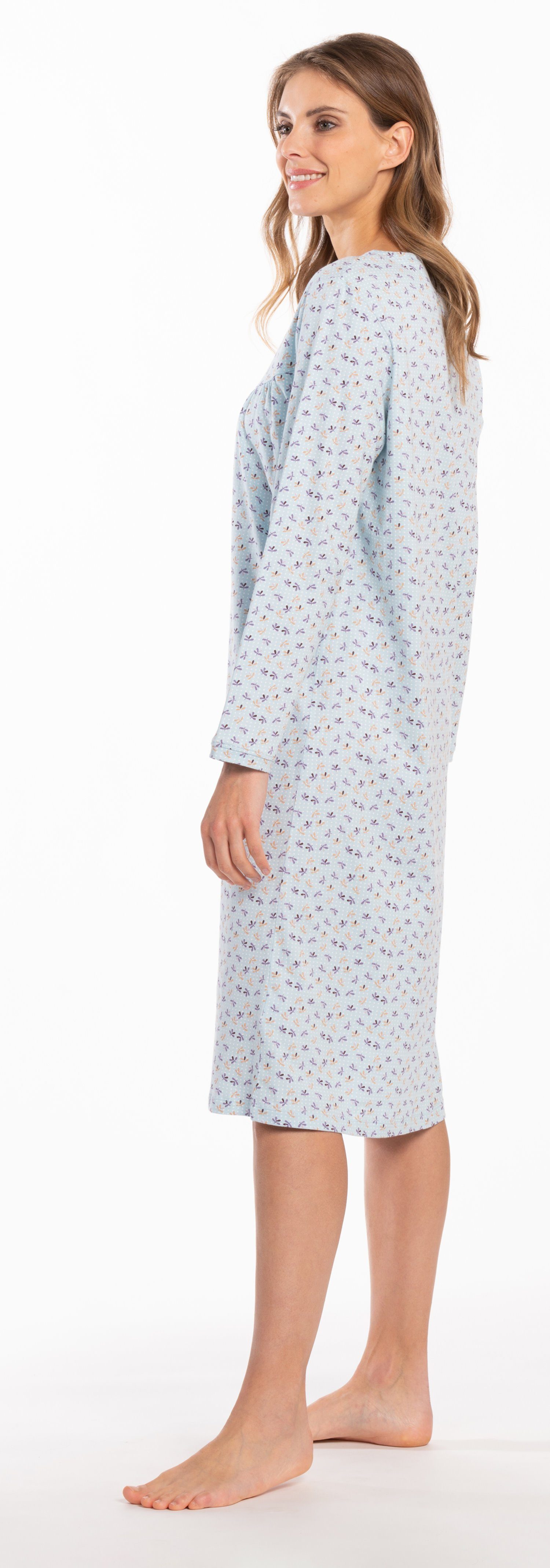 Eskimo Nachthemd langem mit Nachthemd klassisch Damen Arm Baumwolle (1-tlg)