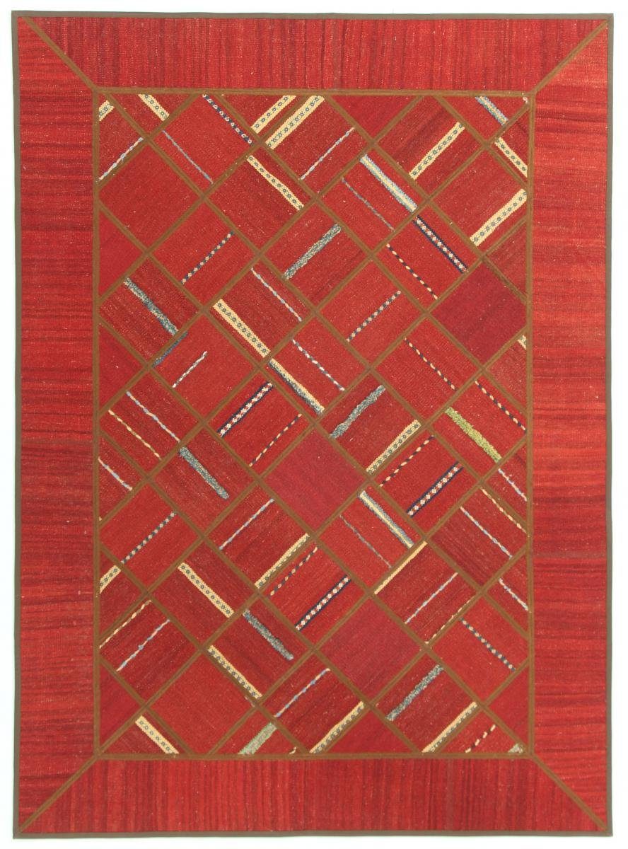 Orientteppich Kelim Patchwork 151x208 Handgewebter Orientteppich / Perserteppich, Nain Trading, rechteckig, Höhe: 4 mm