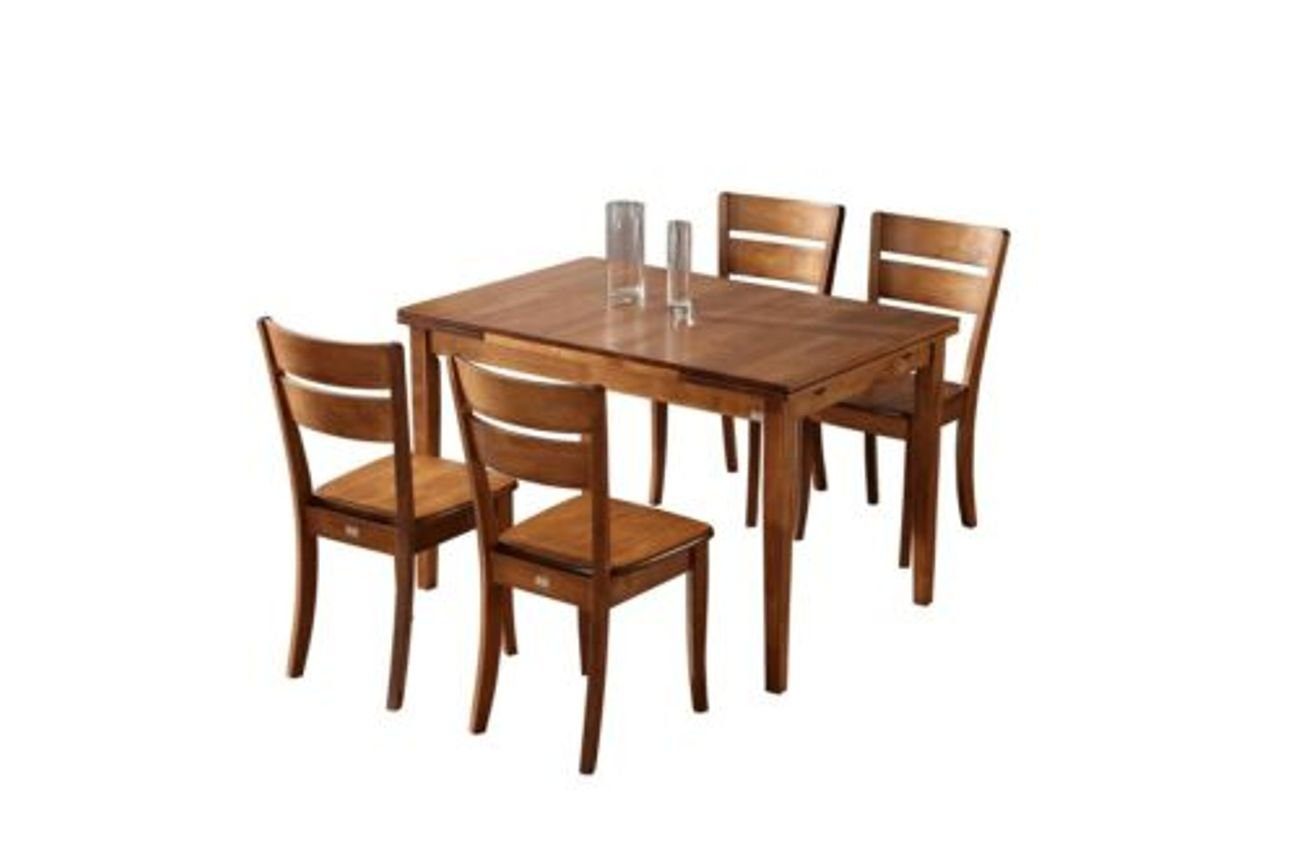 Gruppe Holz Tische Design Tisch Garnitur Esszimmer-Set, Stühl Design Rund JVmoebel 4x Esstisch