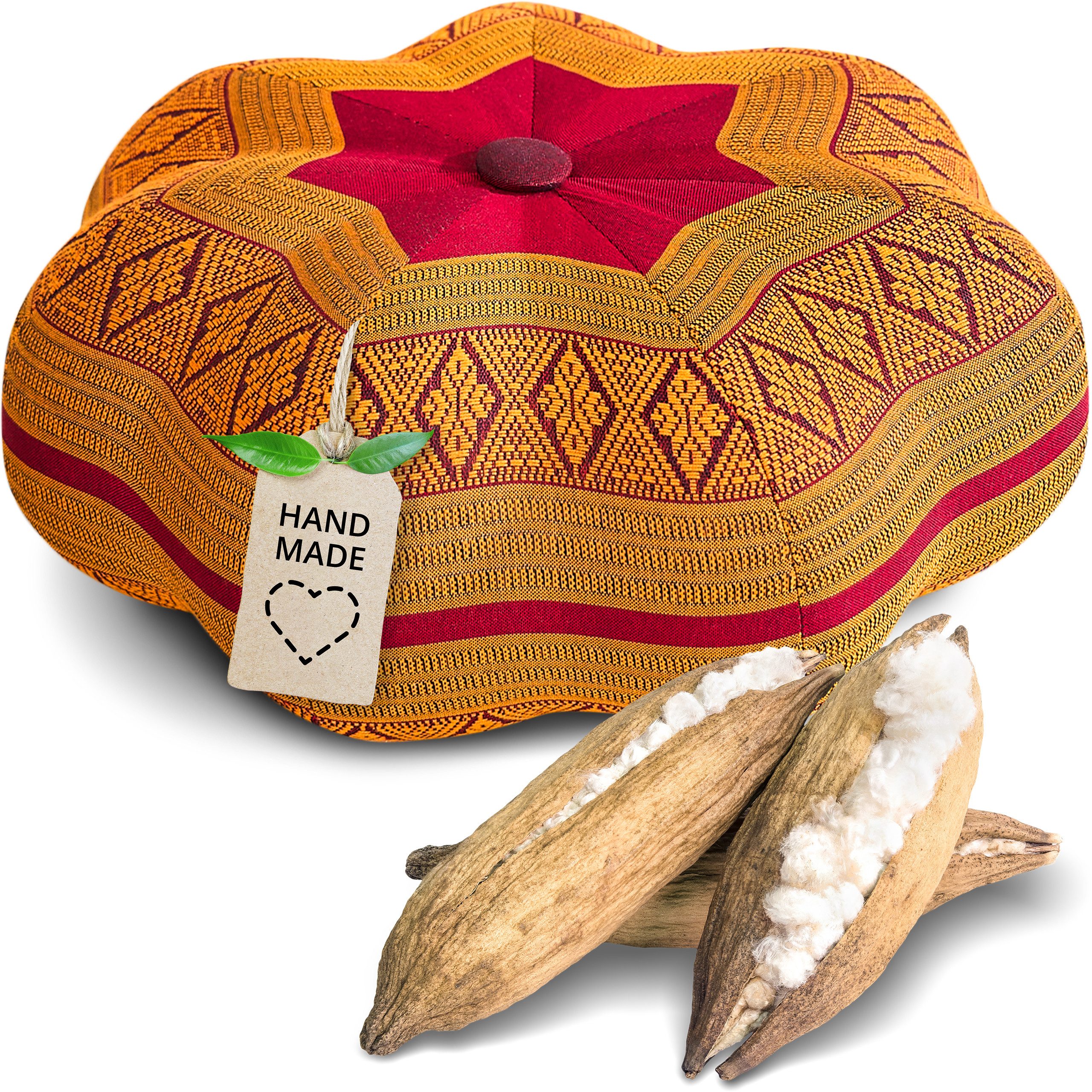 livasia Meditationskissen Zafukissen Stern klein, vegan und handgefertigt, 30x15cm, Kapok