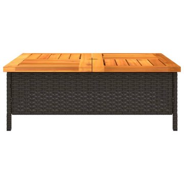 vidaXL Gartentisch Gartentisch Schwarz 70x70x25 cm Rattan und Akazienholz (1-St)