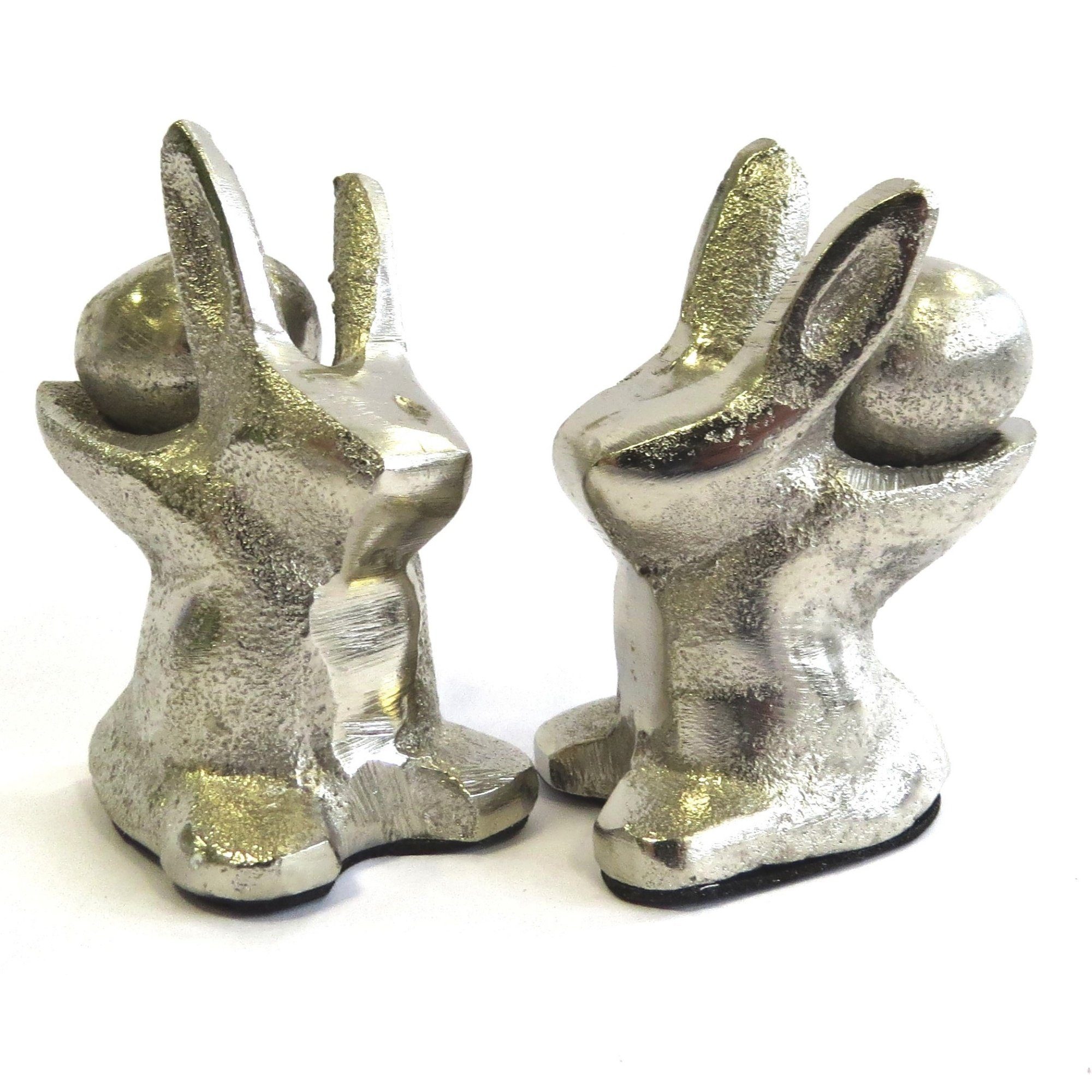 colmore Osterhase 2er Set Hasenpaar mit Osterei Silber 8 cm, 2er Set