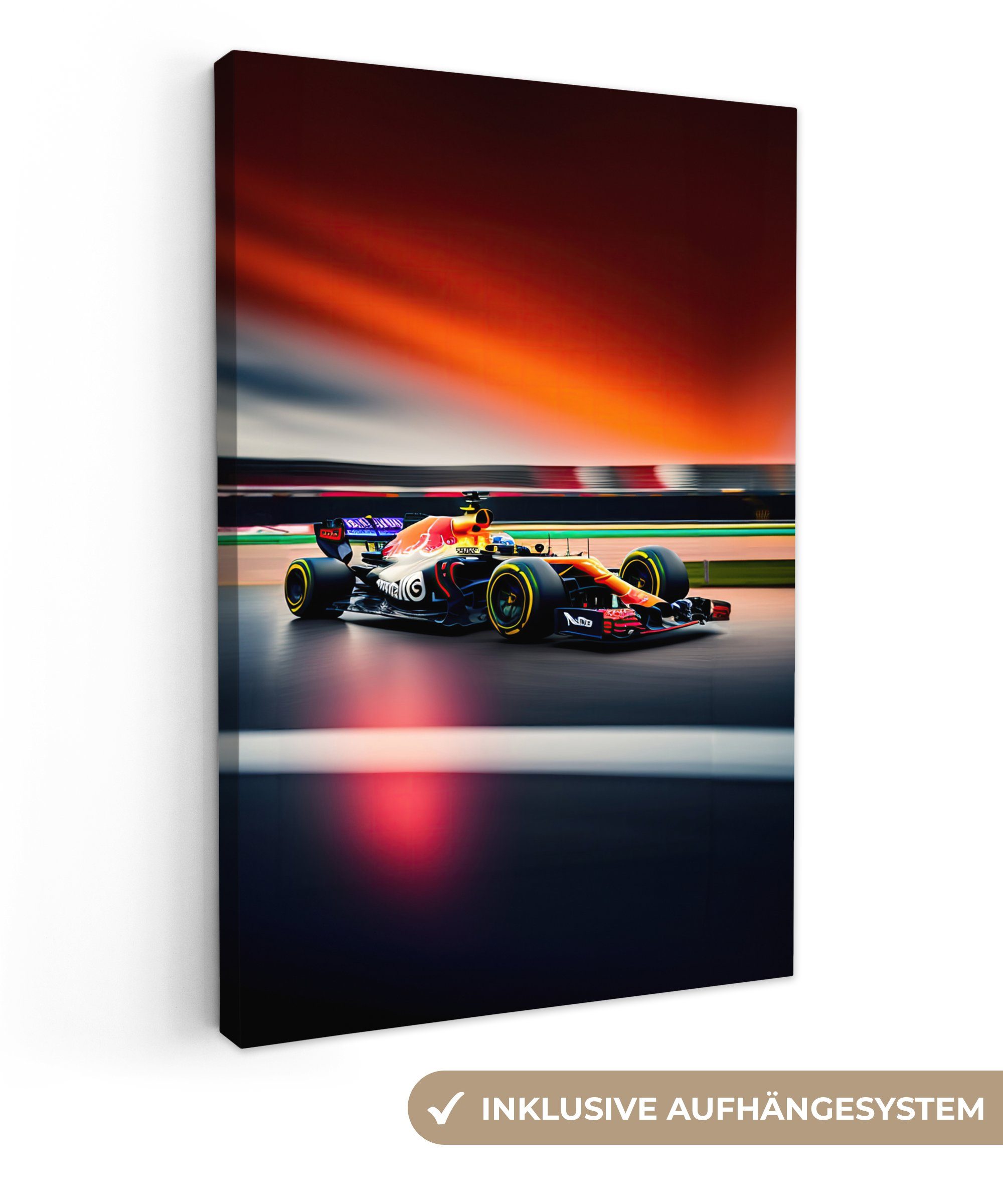 OneMillionCanvasses® Leinwandbild Auto - Formel 1 - Rennstrecke - Rennwagen, (1 St), Leinwand Canvas Wandbild, Wanddekoration 20x30 cm