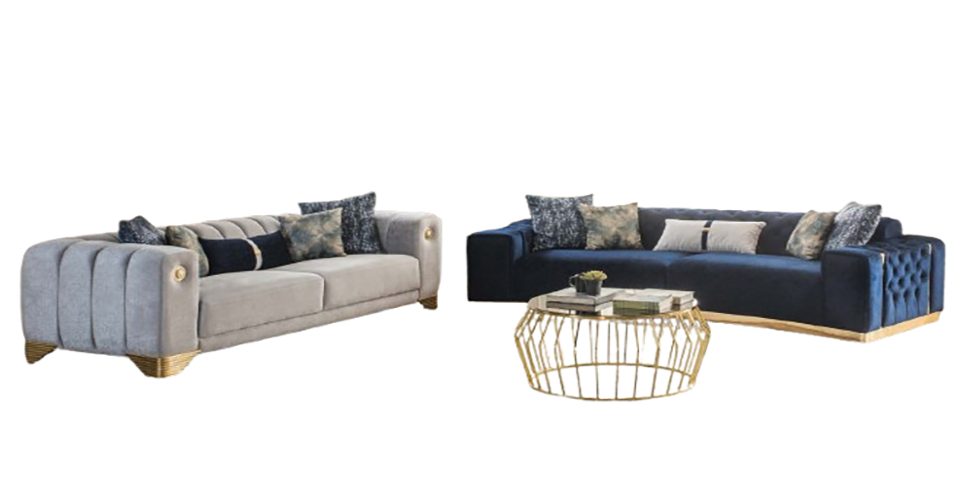 Xlmoebel Polstergarnitur Moderne 3-Sitzer Sofas mit elegantem Textilbezug in trendigem Design, (2-tlg., x2 3-Sitzer Sofas), Hergestellt in Europa