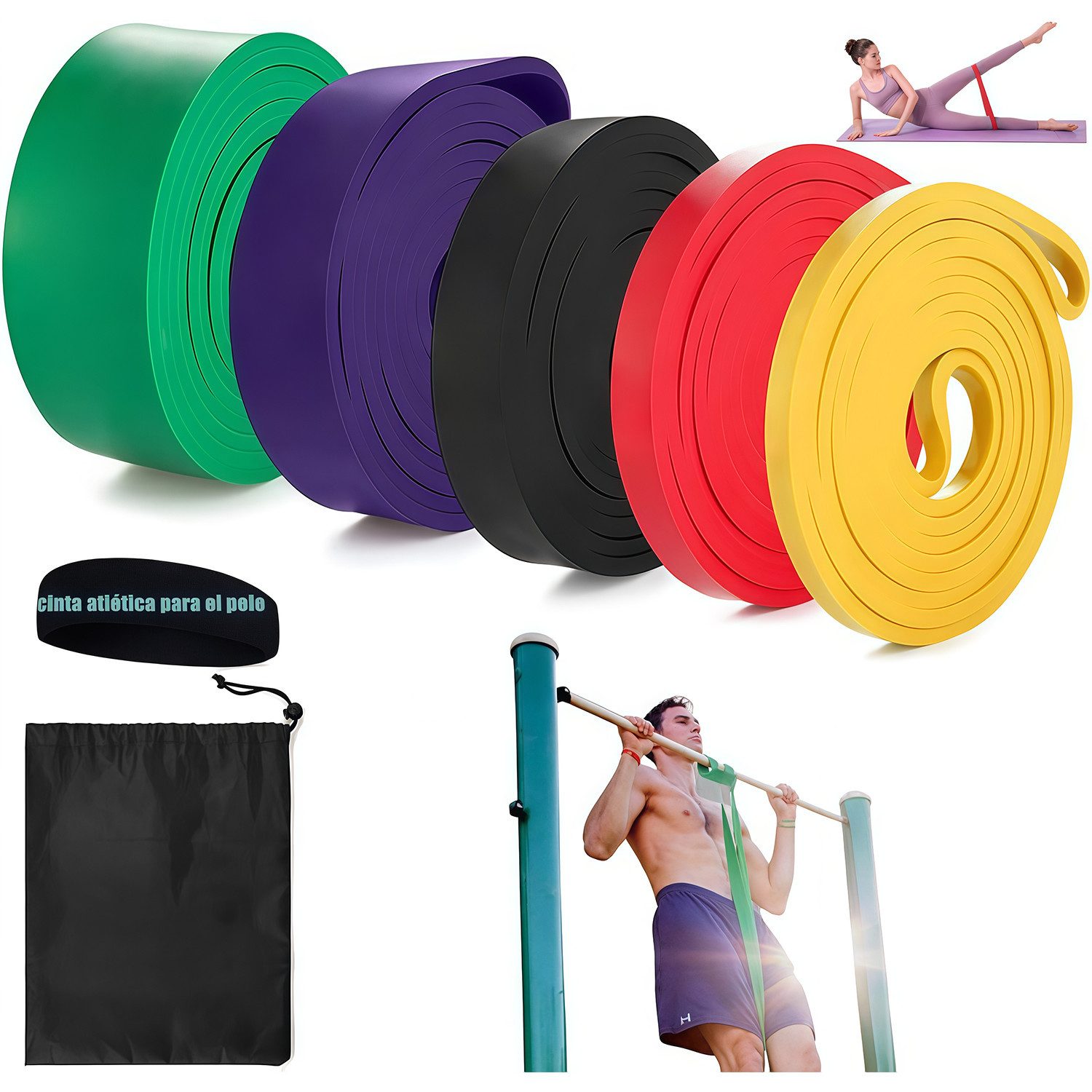Trainingsbänder Widerstandsbänder Set, Resistance Bands Set 5 Stück