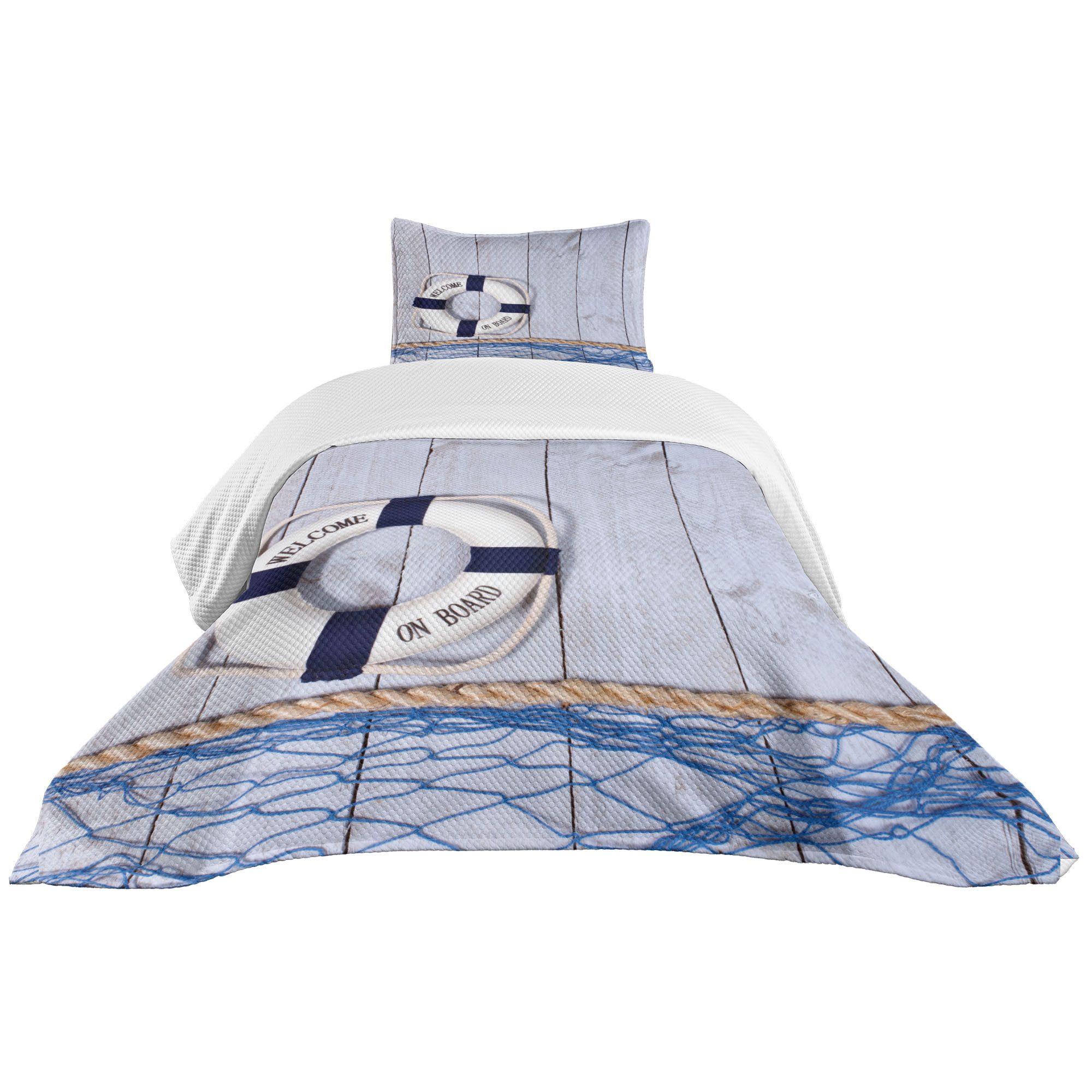 Abakuhaus Tagesdecke Set mit Подушкиbezügen Waschbar, Marine Ferien Seaman Ozean