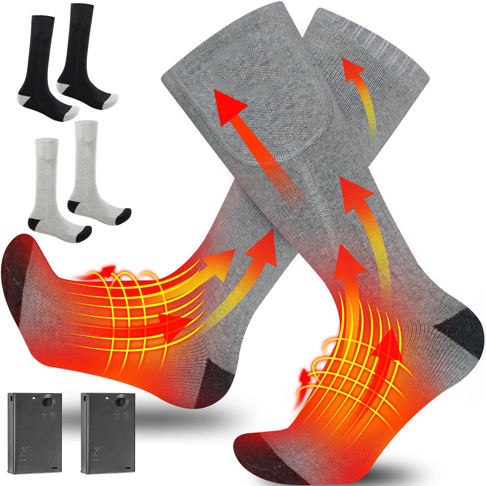 Thermosocken BTTO Thermosocken frauen Beheizte für männer Grau Outdoor Socken Socken Winter und Sportsocken,Warme für Angeln Heizsocken Camping