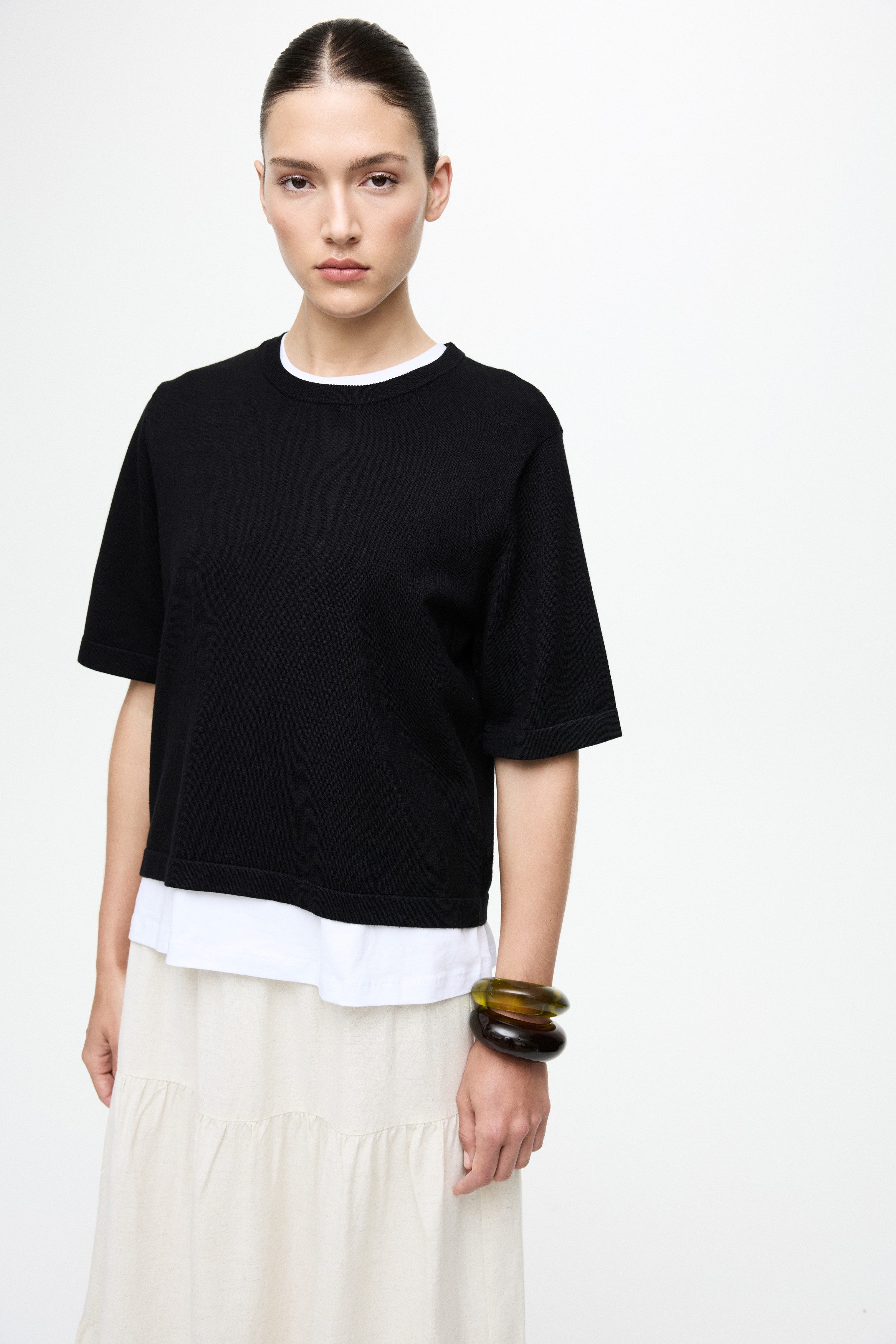 Vila Kurzarmpullover VIMALU O-NECK 2/4 KNIT TOP-NOOS günstig online kaufen