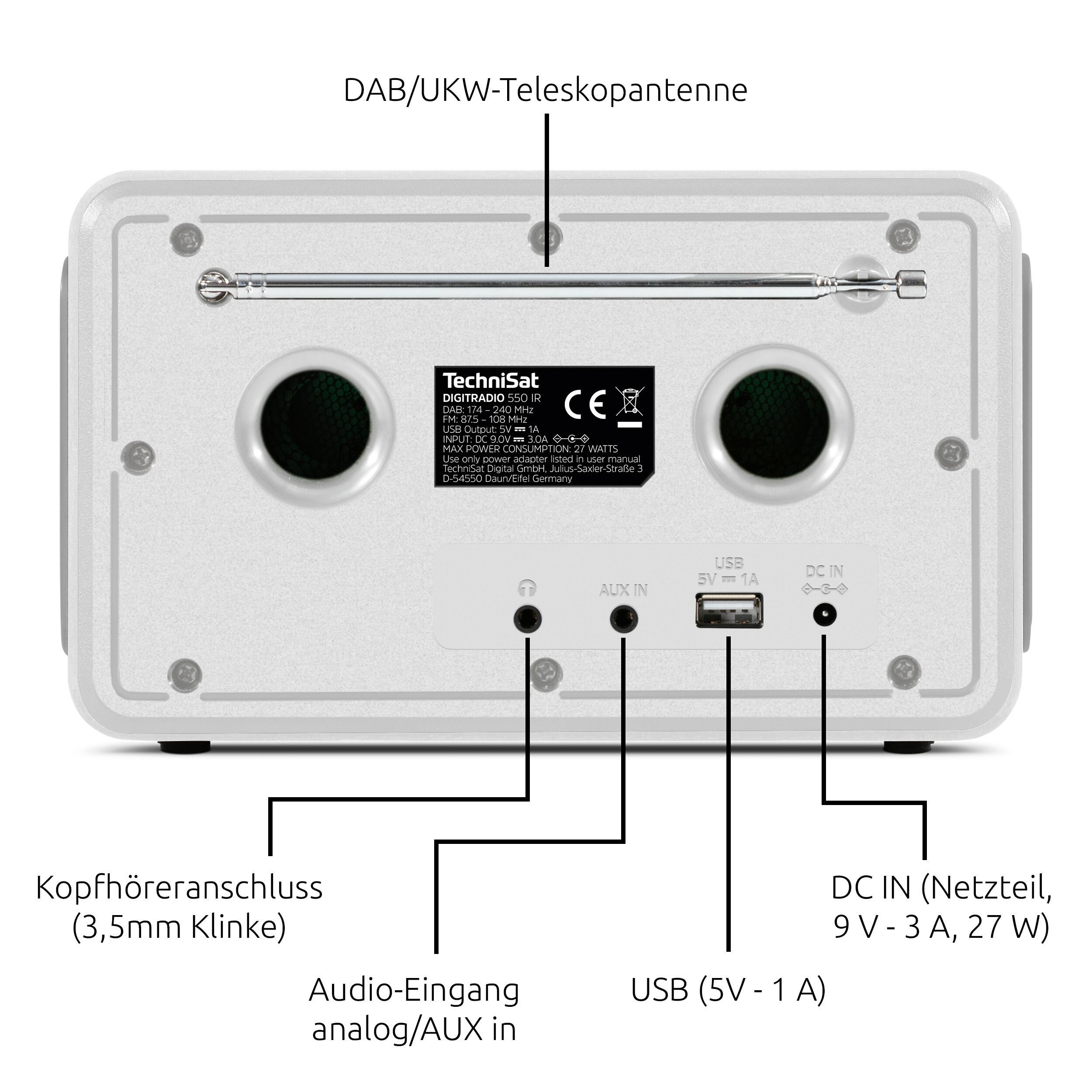 TechniSat DIGITRADIO 550 IR Internet-Radio (Digitalradio (DAB), FM-Tuner mit RDS, Internetradio, 10 W, DAB+ Digitalradio, UKW-Radio mit RDS und PLL, Bluetooth, WLAN, USB)