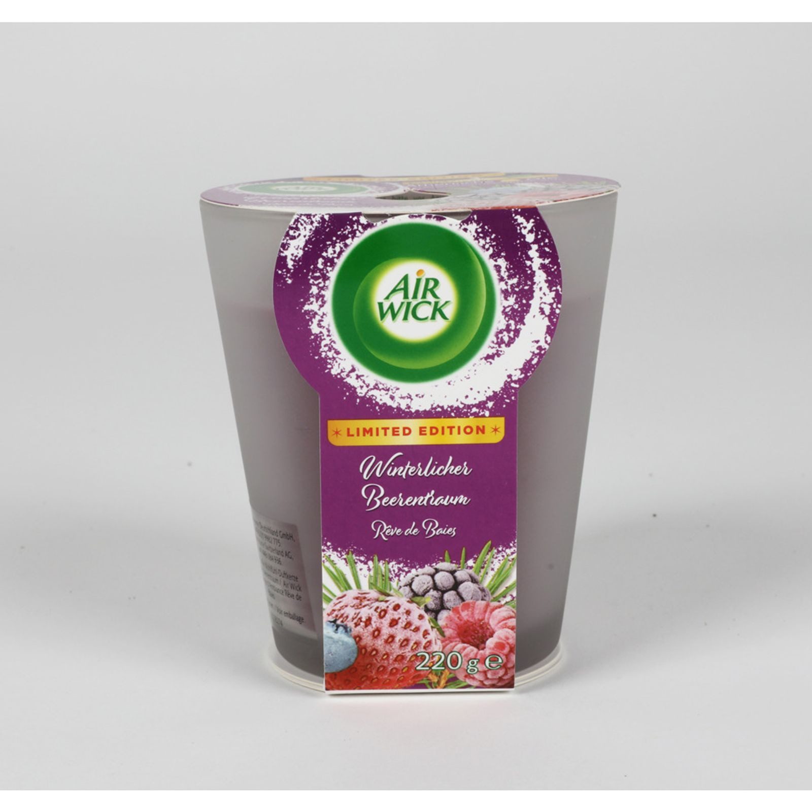 Air Wick Tafelkerze 6x Air Wick Duftkerze Winter Berry Dream 220 g – im dekorativen Glas