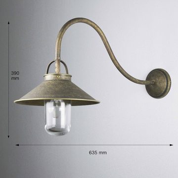 Licht-Erlebnisse Außen-Wandleuchte GIADA, ohne Leuchtmittel, Wandlampe Außen echtes Messing Glas Premiumqualität Handarbeit E27