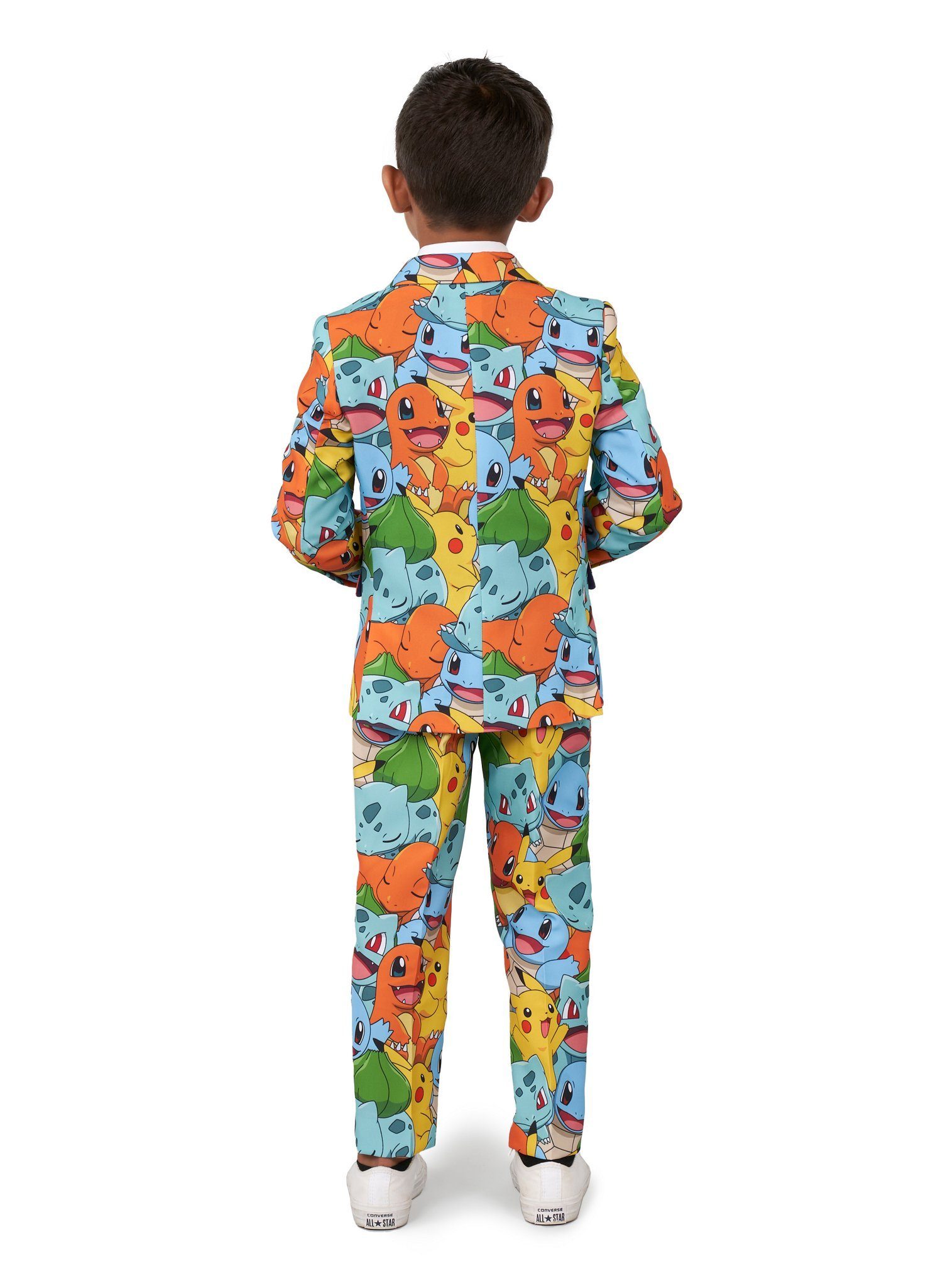 Opposuits Partyanzug Boys Pokémon - Kostüm Anzug für Karneval Halloween, Knallbunter Pokémon-Anzug mit Pikachu & Co.