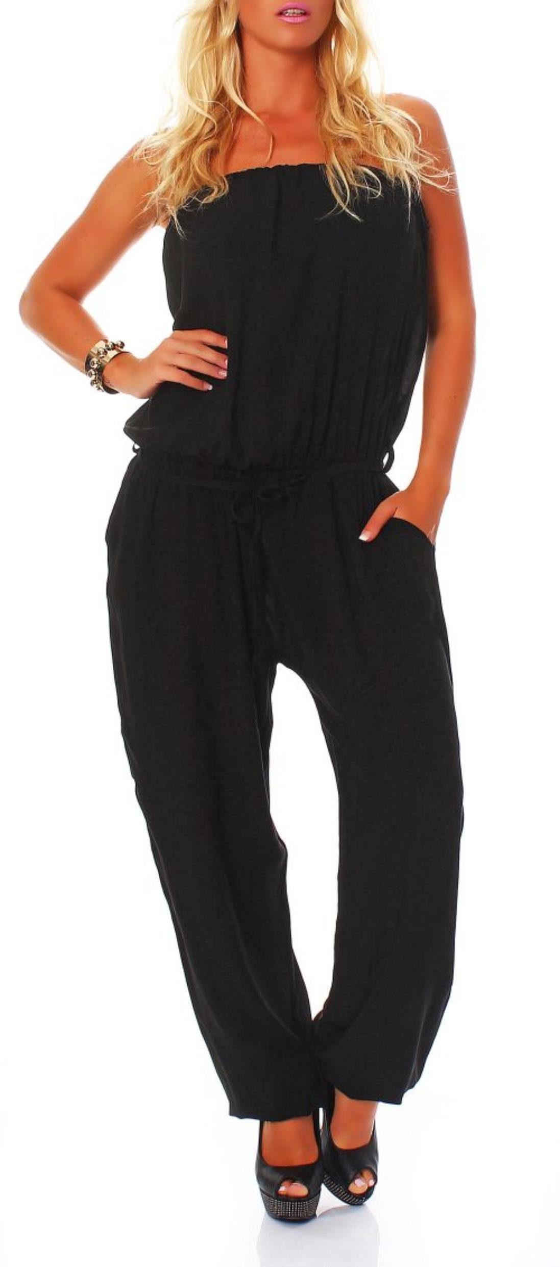 malito more than fashion Jumpsuit 4538 mit Bindeband Einheitsgröße schwarz