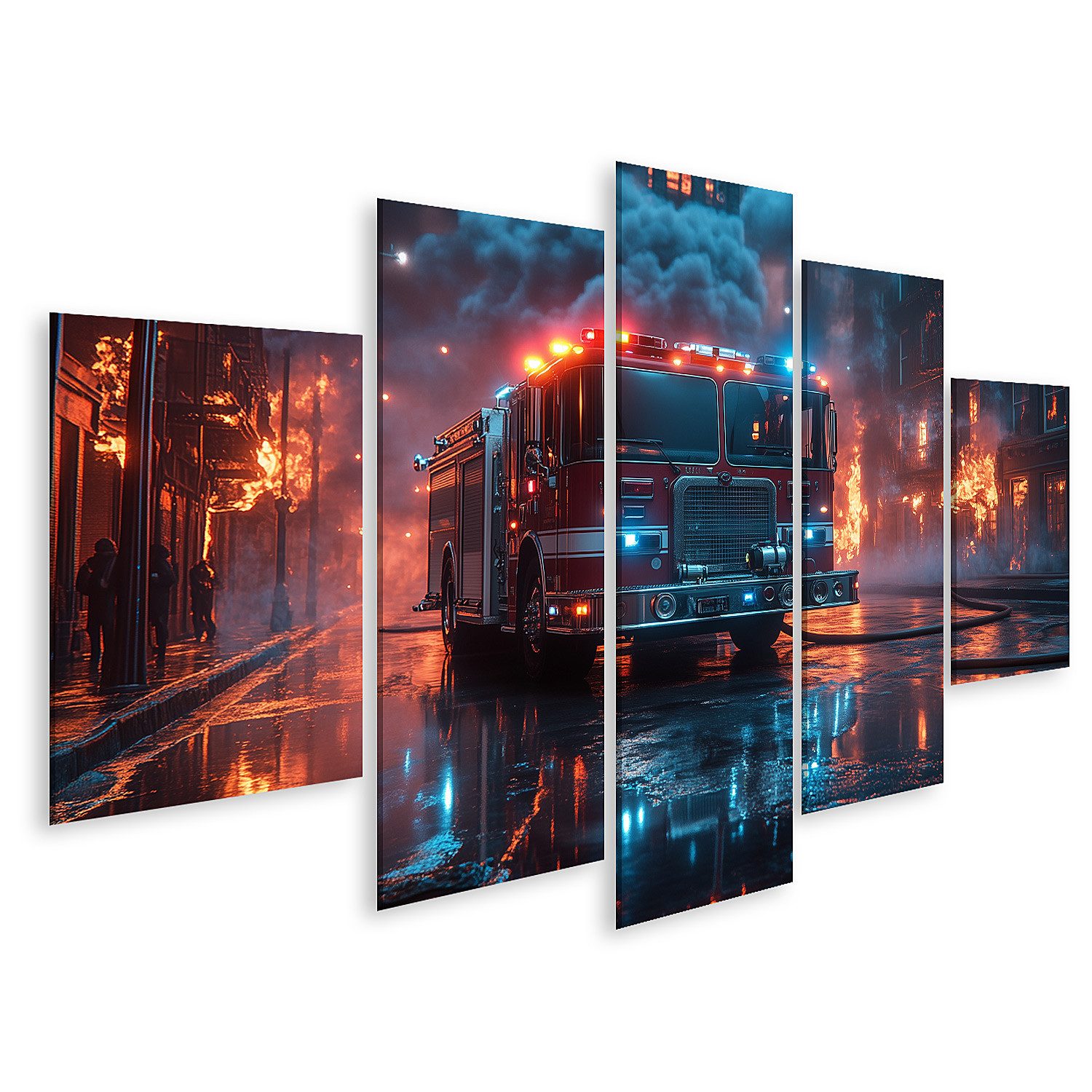 islandburner Leinwandbild Heldenhaftes Feuerwehrfahrzeug im Einsatz