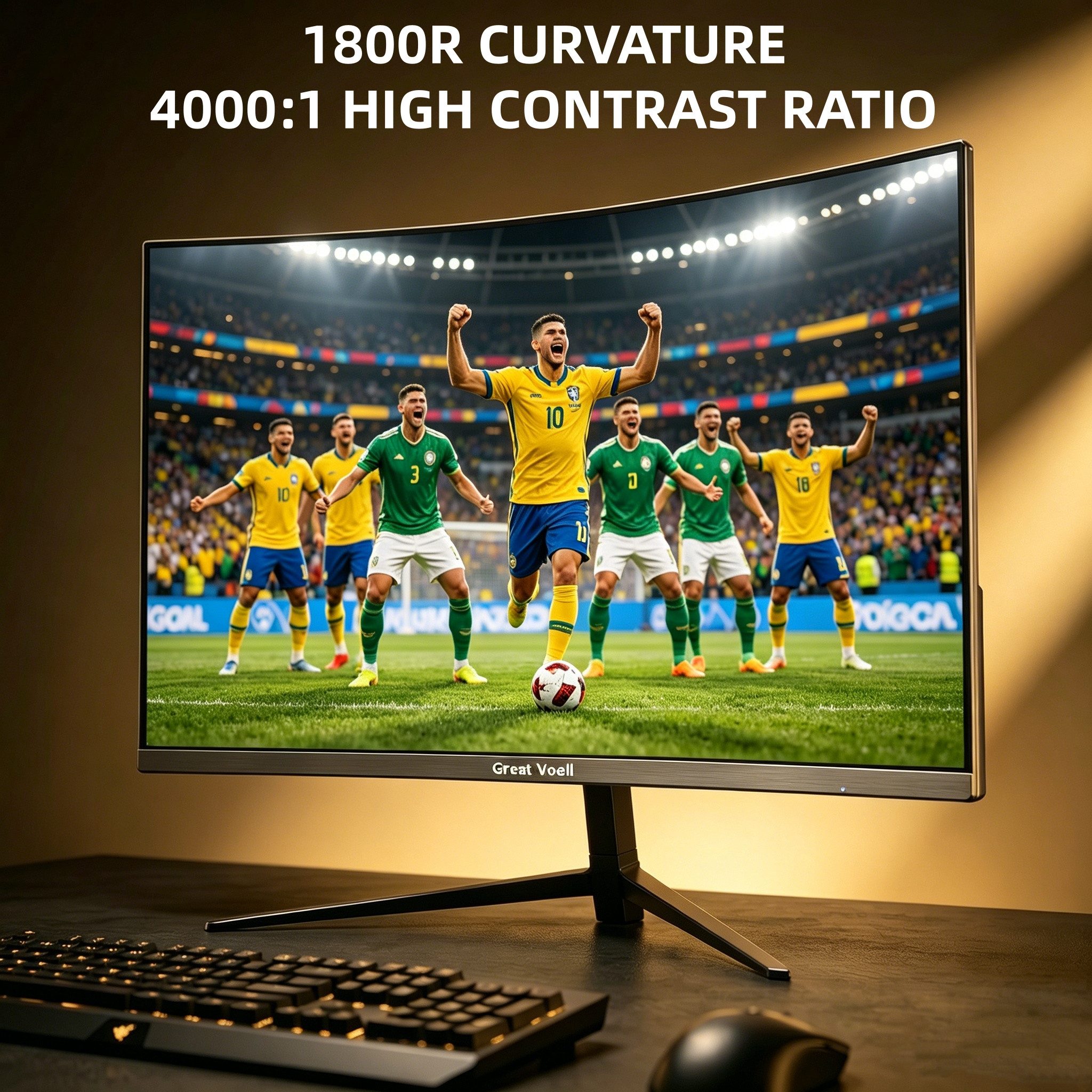 Great Voell Q270B25 Adaptive Sync, QHD, 1440P, 165Hz, 2K Curved Gaming-Monitor (68,58 cm/27 ", 2560x1440 px, QHD, 1 ms Reaktionszeit, 165 Hz, VA LED, 16:9, HDMI & DisplayPort, AMD FreeSync, 1440px, HDR10, 165Hz)