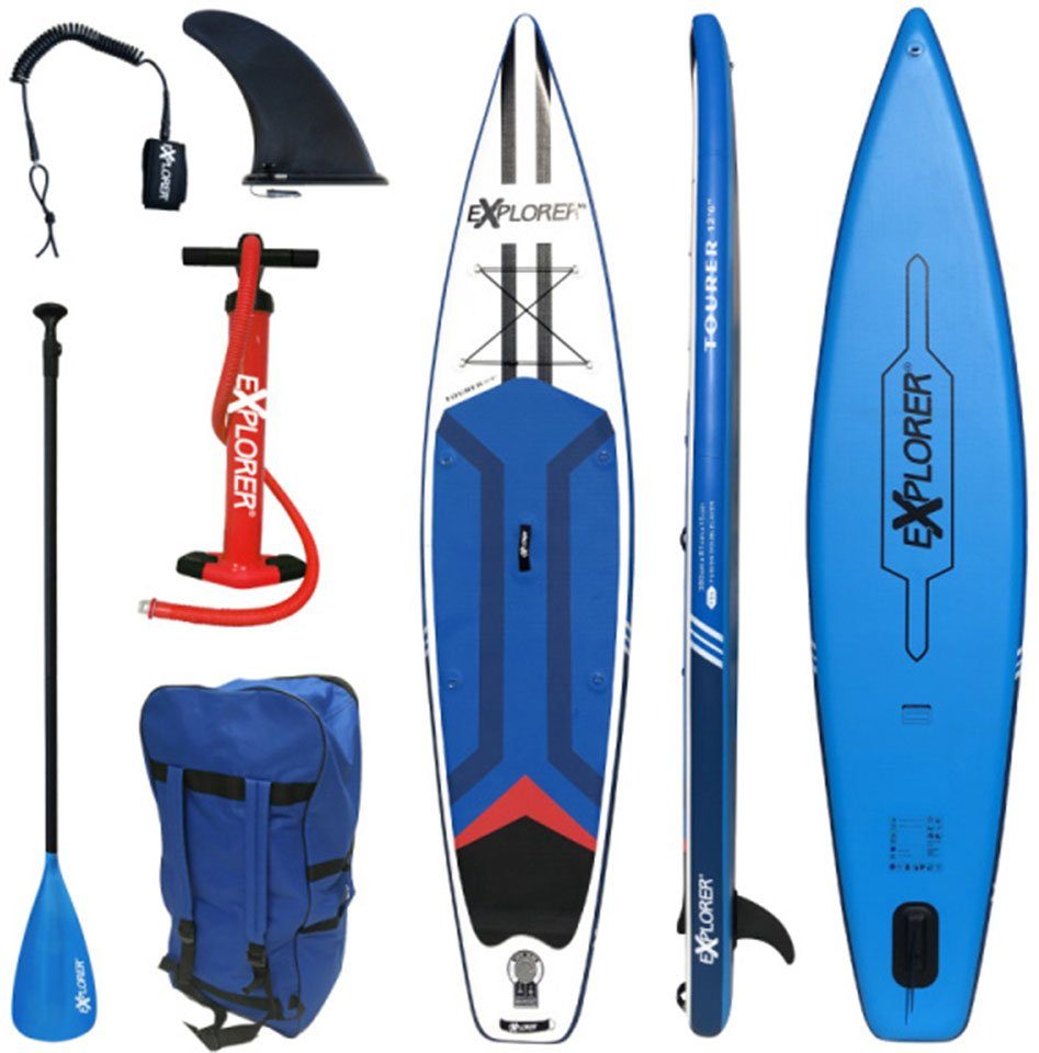 EXPLORER Inflatable SUP-Board Tourer, (6 tlg., mit Paddel, Pumpe und  Transportrucksack)