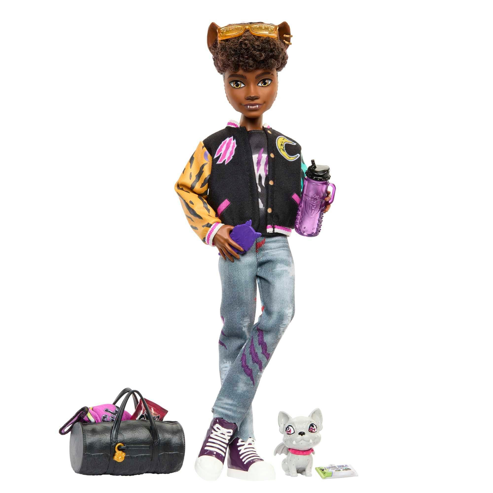 Mattel® Anziehpuppe Clawd Wolf, Voll bewegliche Werwolf-Puppe (Clawdeens Bruder) mit College-Jacke, ze