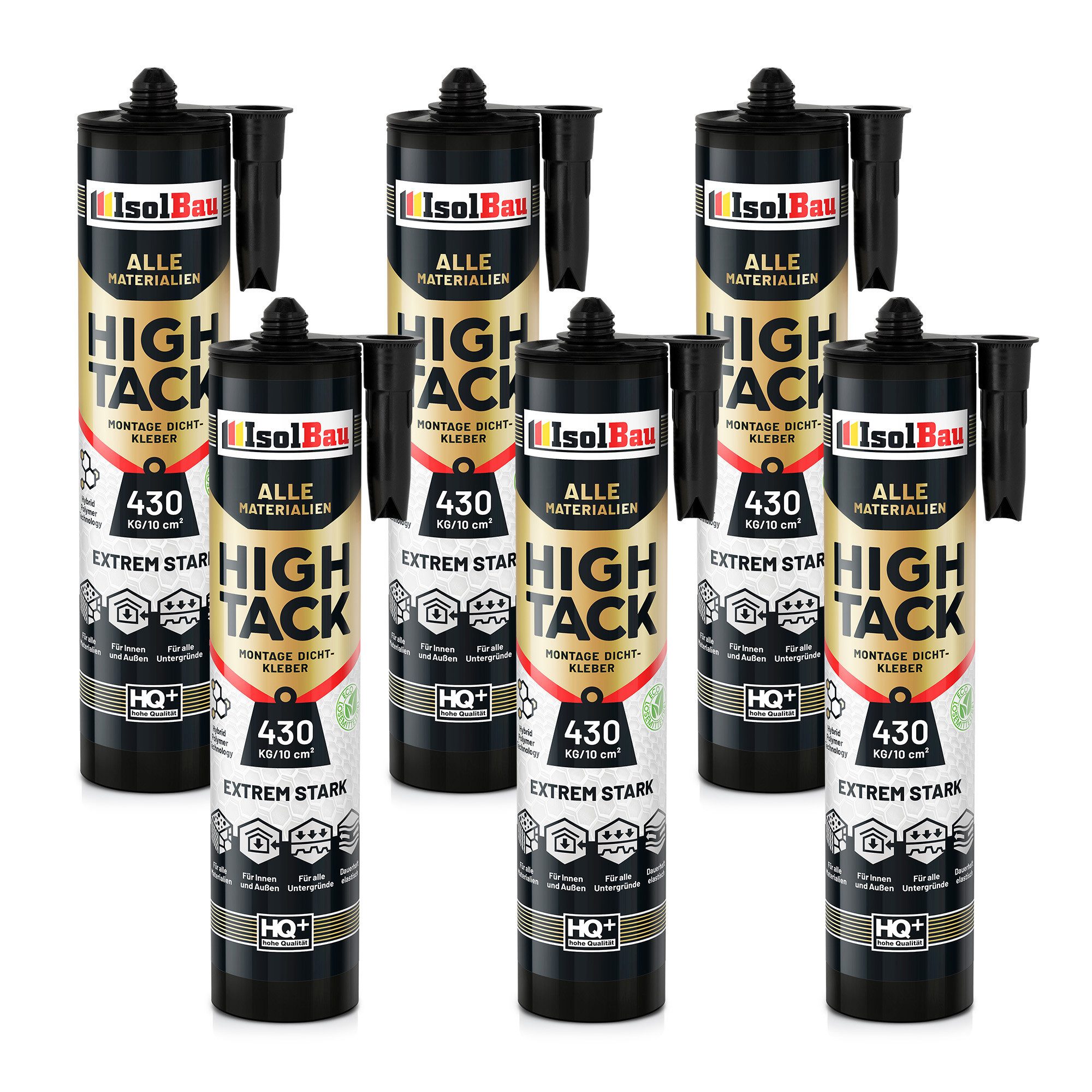 None Montagekleber Montagekleber High Tack 6x530g Baukleber Hybrid MS Polymer, Beton, Gip, Metalle Stahl, Baukeramik, Glas, Styrodur, Holz, MDF