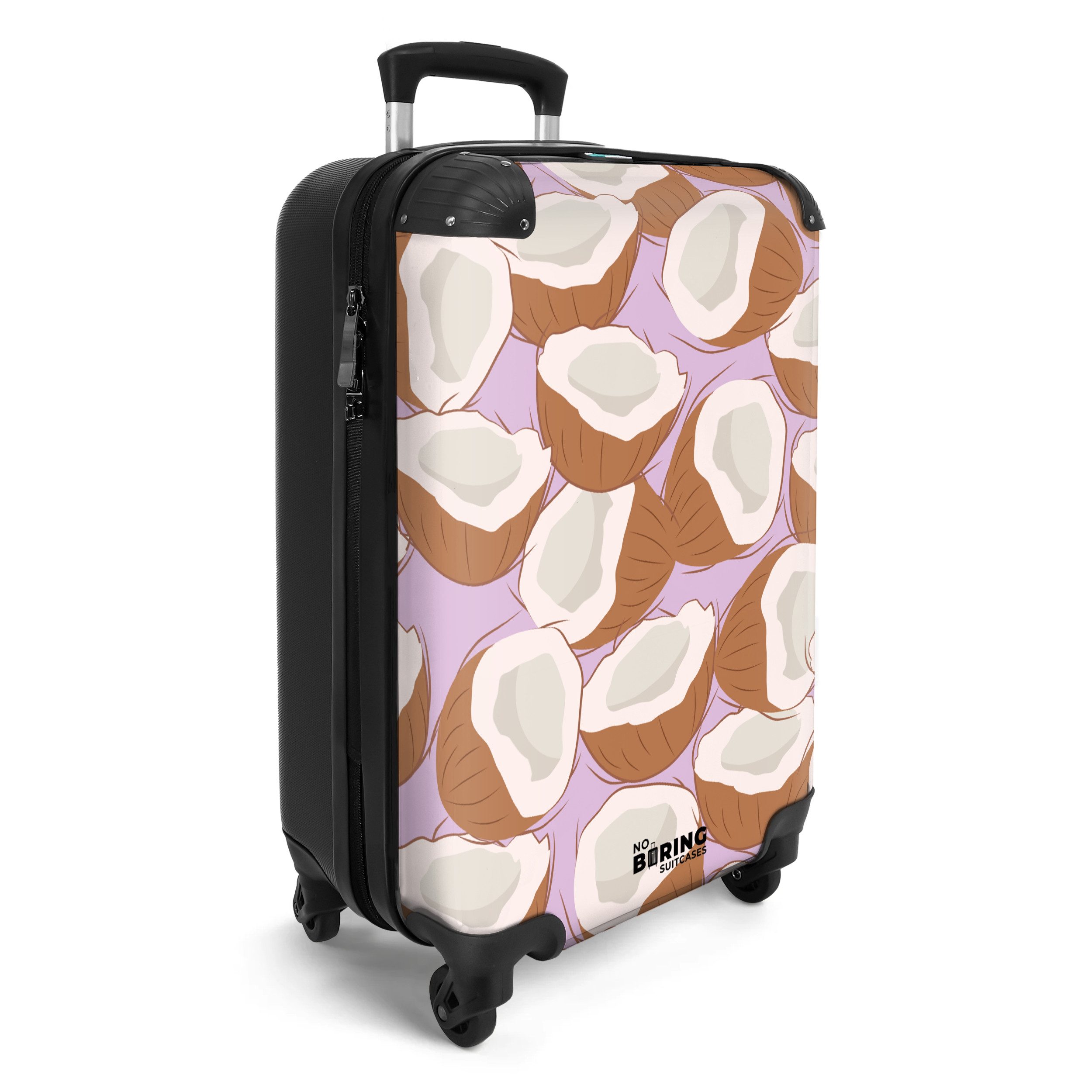 NoBoringSuitcases.com© Hartschalen-Trolley Rosa mit Kokosnuss-Aufdruck 55x3 günstig online kaufen