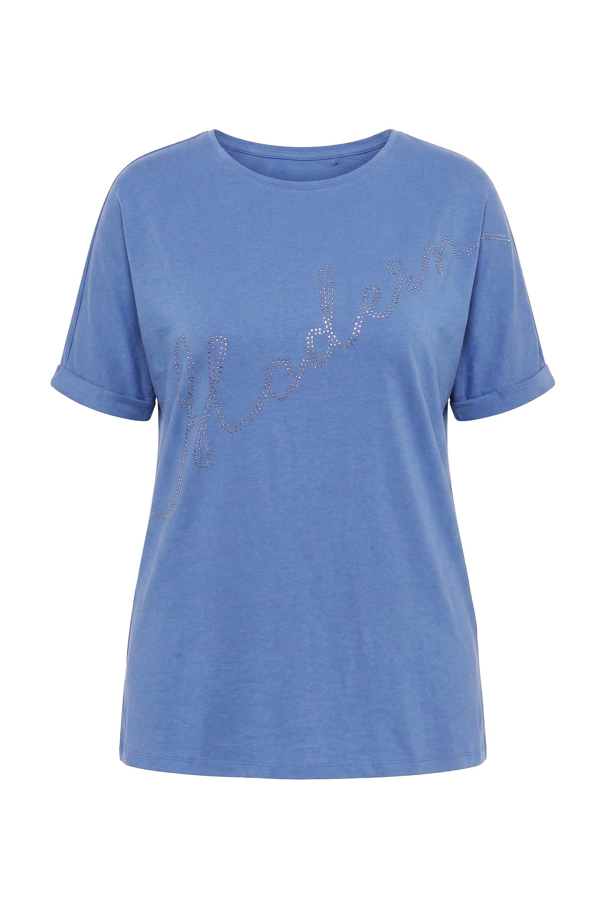 Ulla Popken T-Shirt T-Shirt Glitter-Schriftzug Oversized Rundhals – Bild 2 von 4