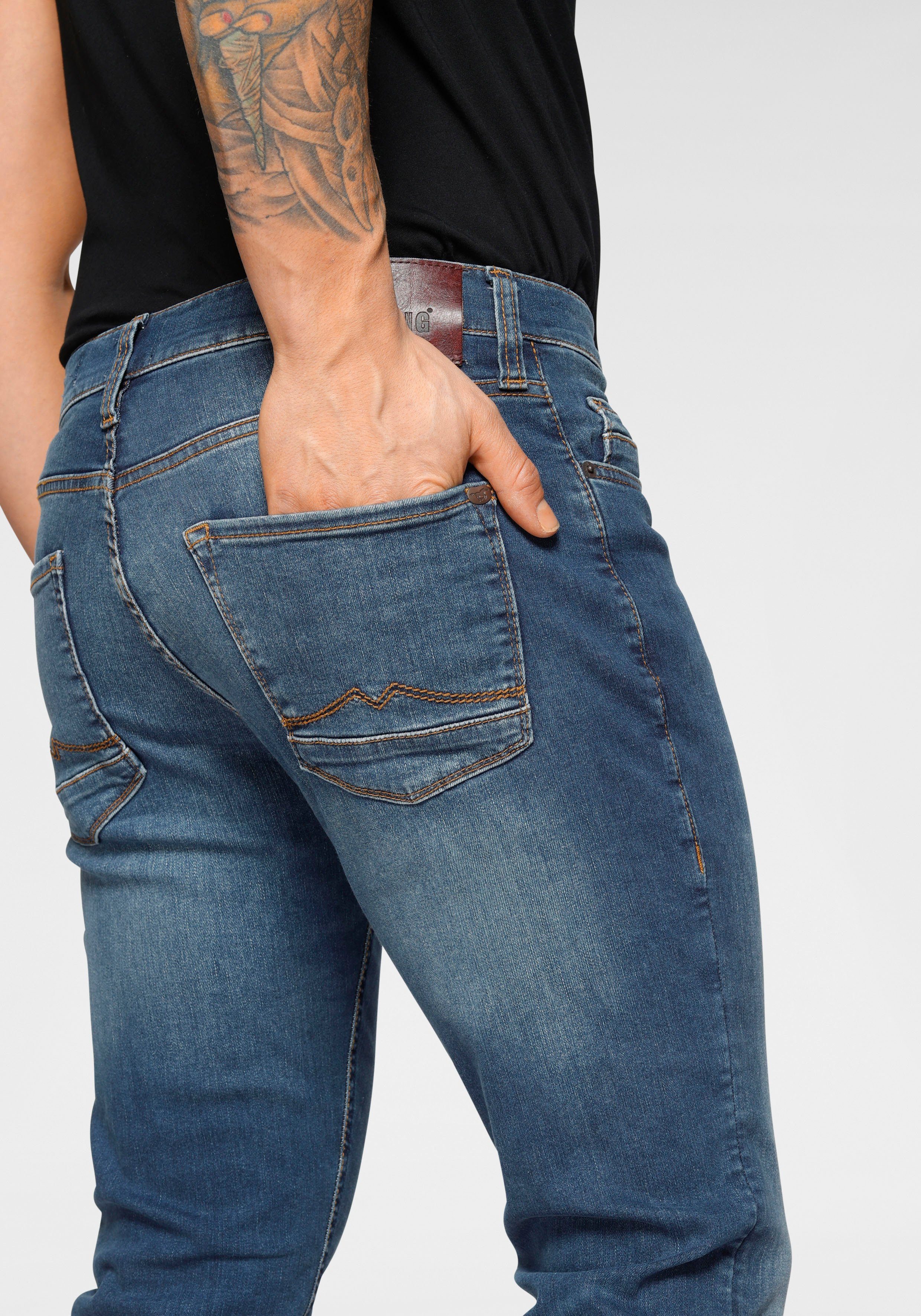 Slim Look Style Vegas medium used leichter MUSTANG dark 5-Pocket-Jeans