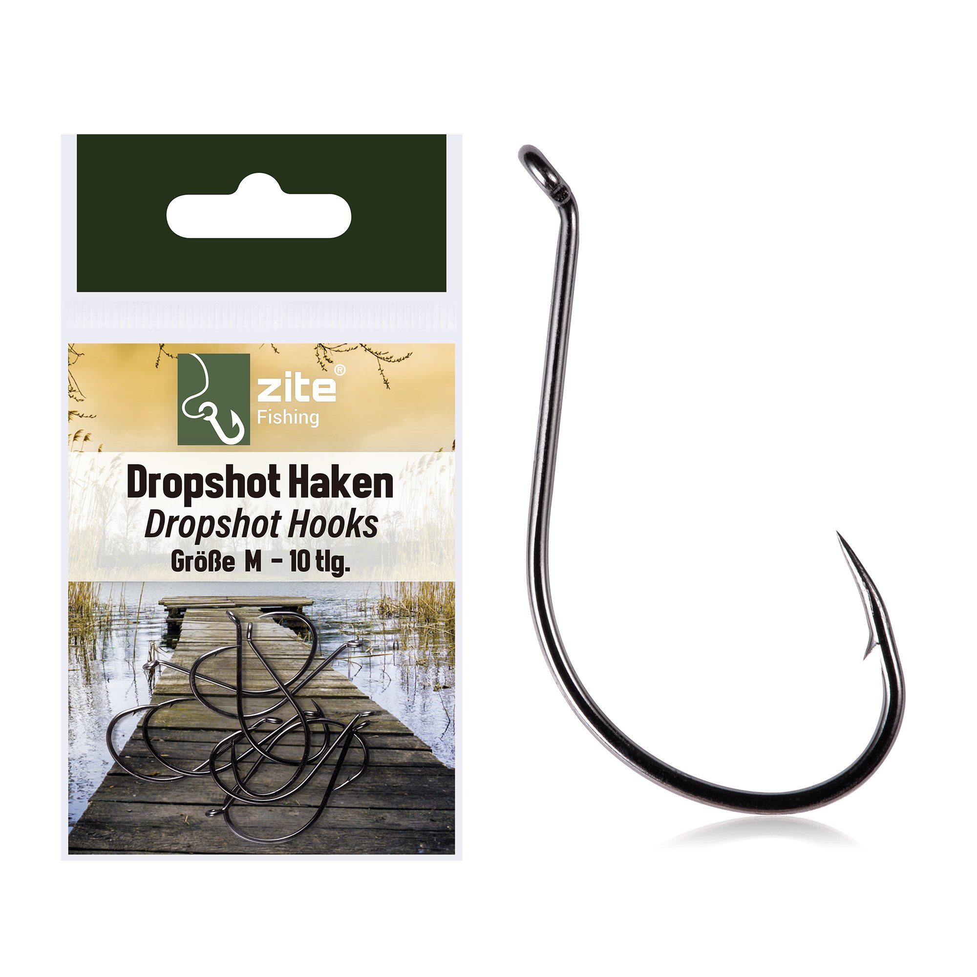 Dropshot-Haken Set Größe M 10 Stück Vorfachhaken - Ideal für Zander & Barsch