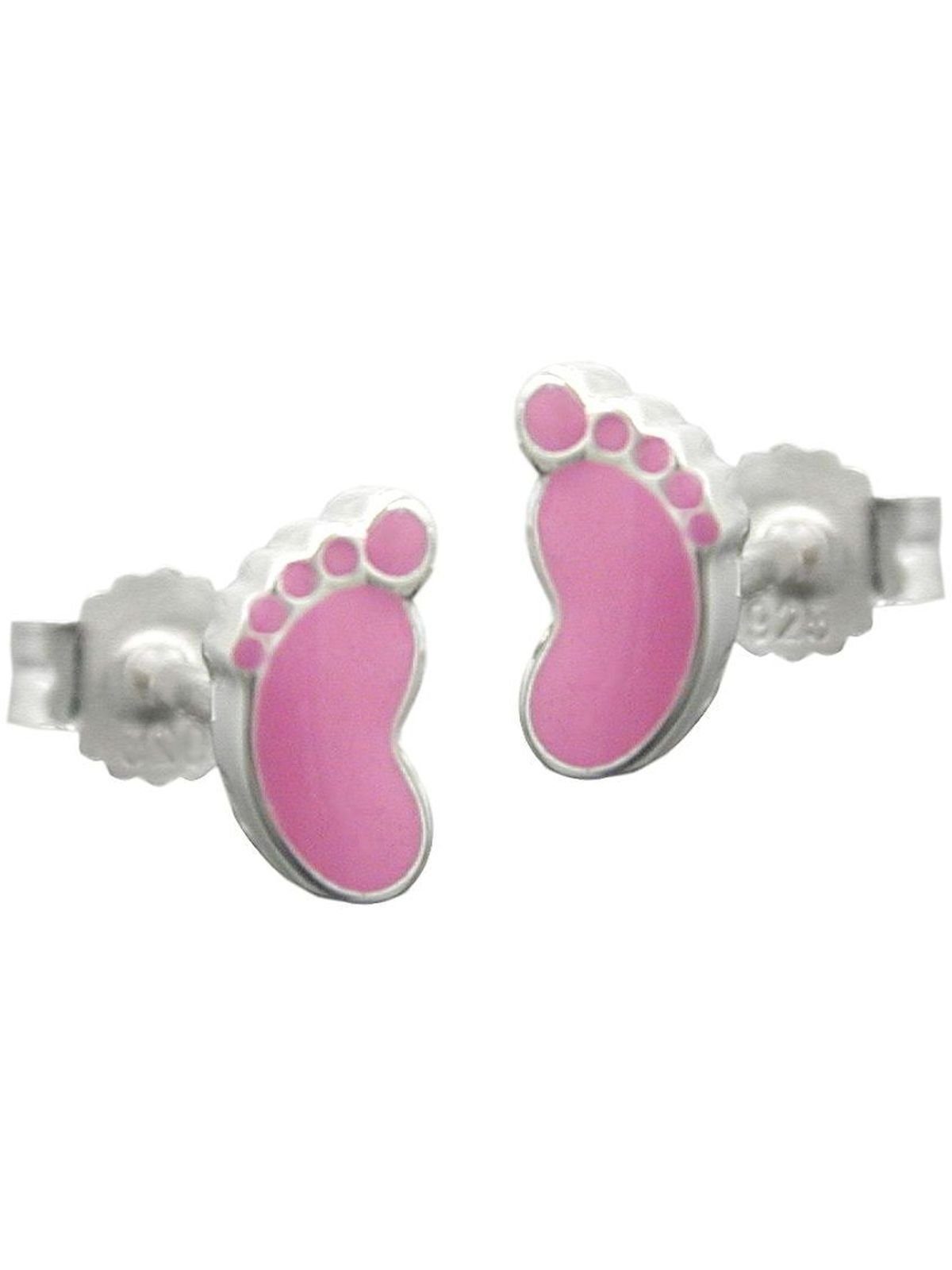 (1-tlg) 7x4mm Silber Paar rosa Gallay Ohrring Ohrstecker lackiert Fuß Kinderohrring 925