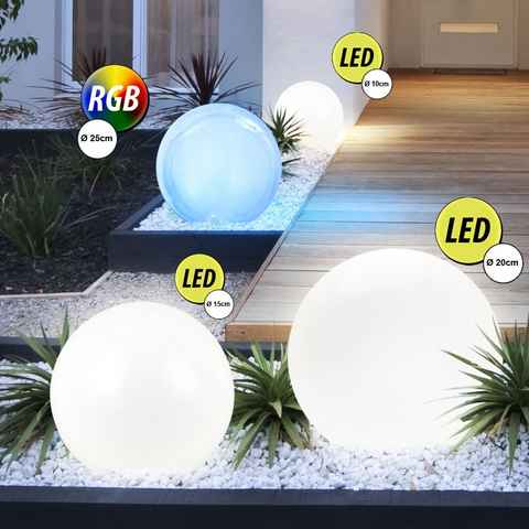 etc-shop LED Gartenleuchte, LED-Leuchtmittel fest verbaut, 4er Set LED Kugel Steck Leuchten Garten Weg RGB Farbwechsel Erdspieß