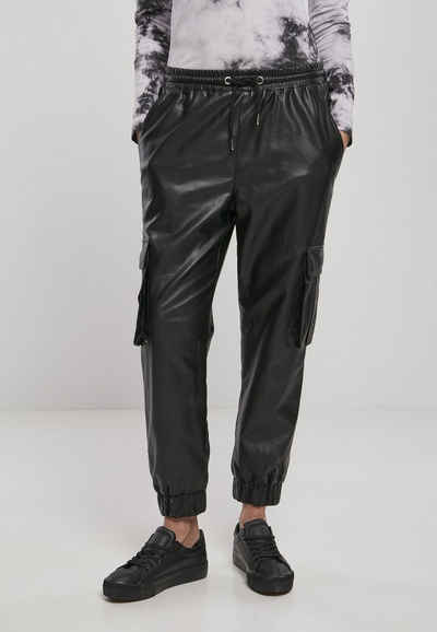 URBAN CLASSICS Cargohose Urban Classics Damen Ladies Faux Leather Cargo Pants (1-tlg)
