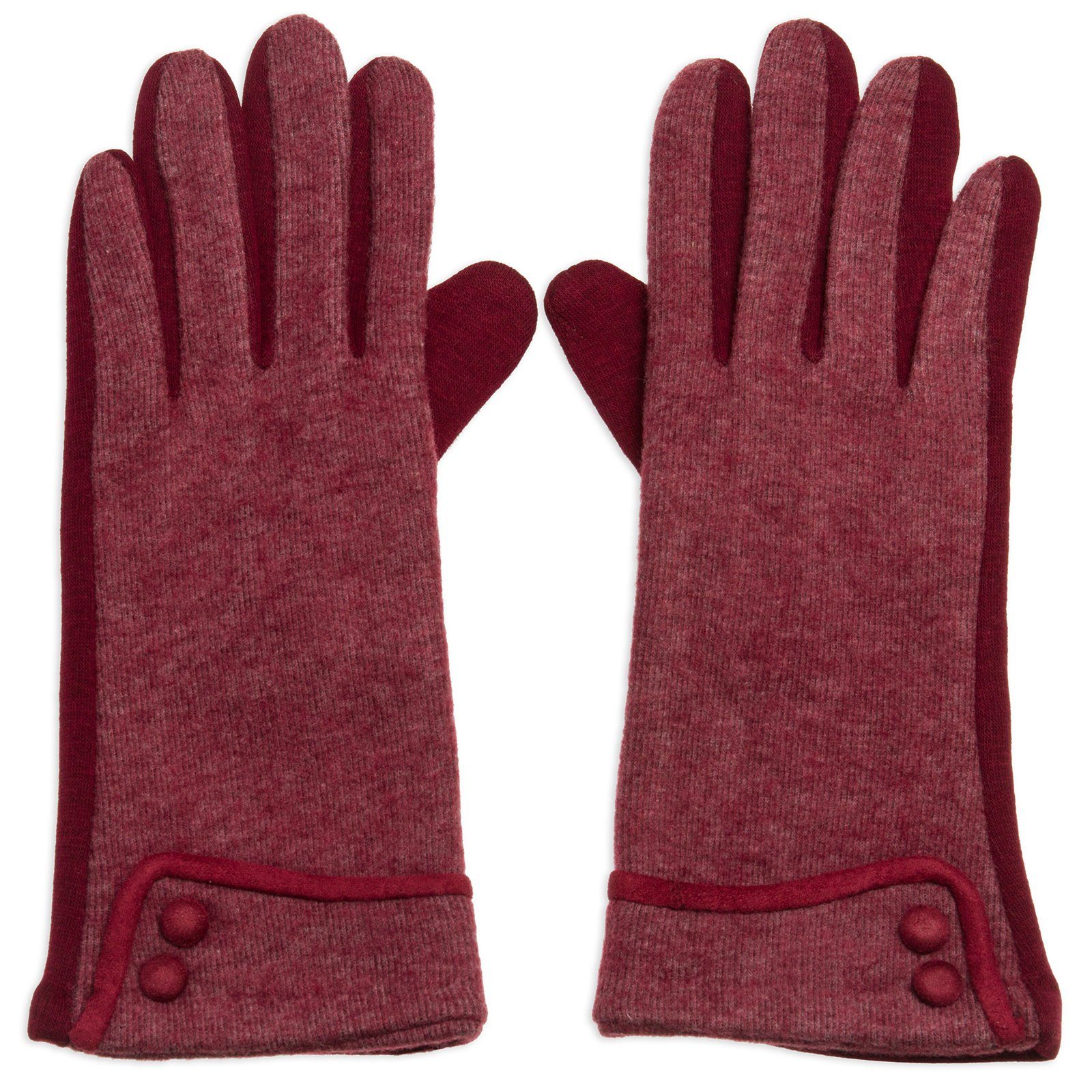 Caspar Strickhandschuhe GLV010 elegante Damen Retro Handschuhe mit Zierknöpfen rot
