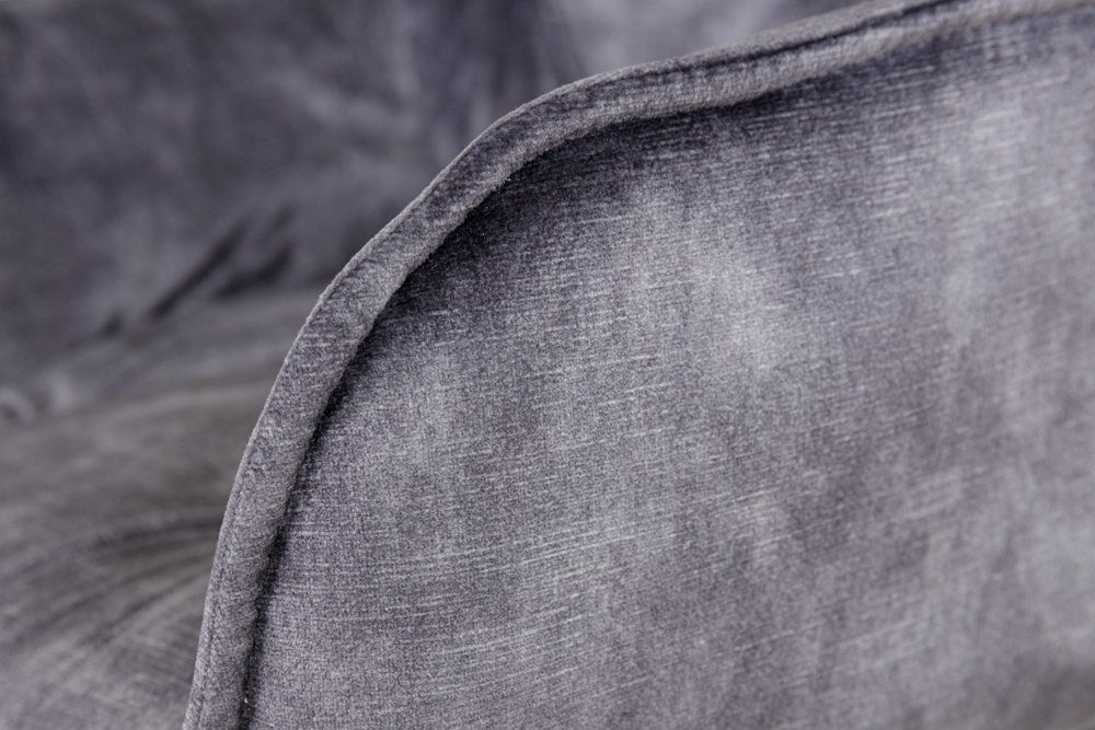 riess-ambiente Barhocker MILANO grau / schwarz (Einzelartikel, 1 St), Samt · Metall · Stuhl mit Lehne · Chesterfield Steppung