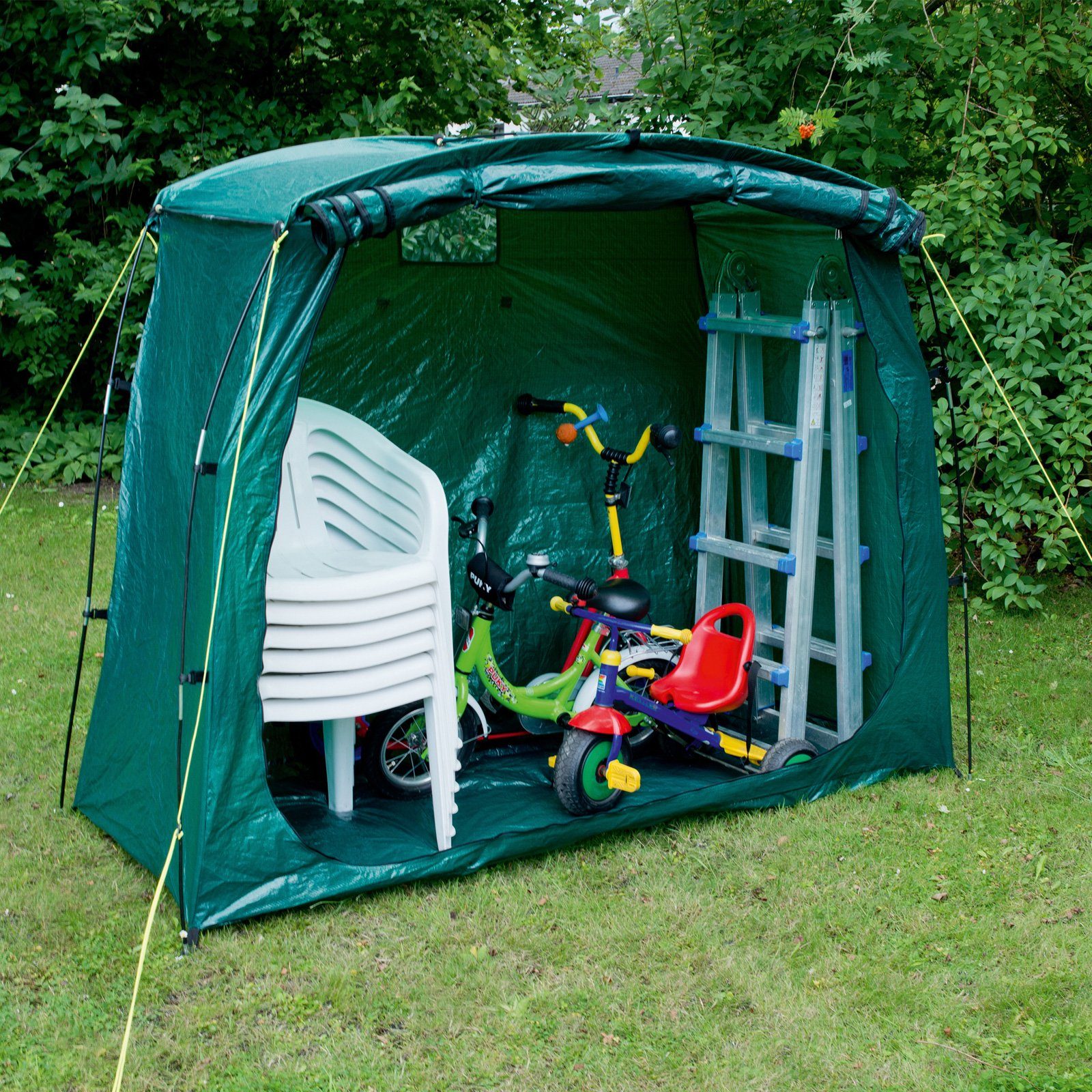 Happy People Gerätezelt Universal Fahrrad Garage Camping, Vorrat Lagerzelt  Garten Geräte Beistell Zelt, auch als Spielzeuglager oder Holzlager  verwendbar