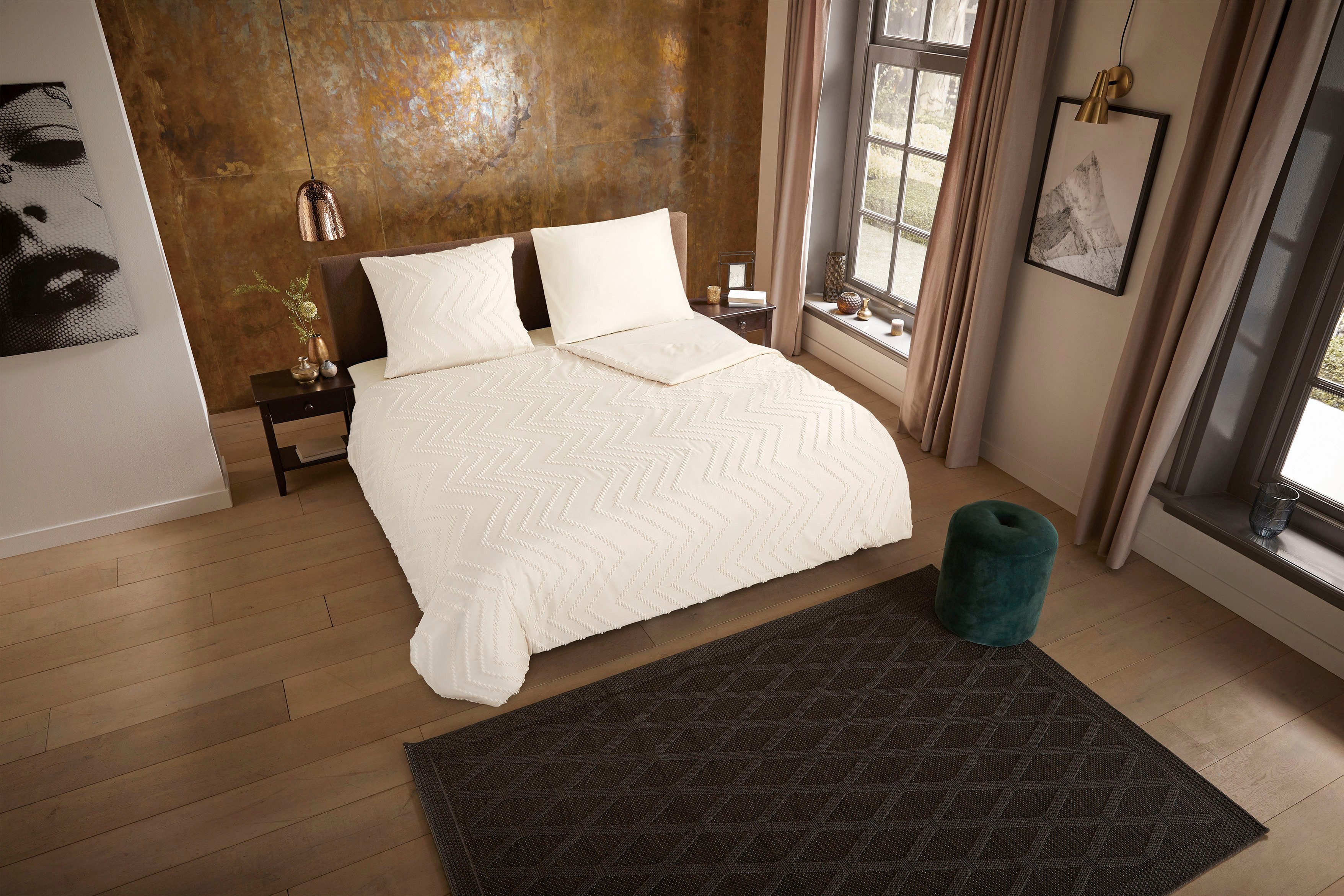 PURE luxury collection Bettwäsche Zigzag, Microfaser, 2 teilig, Mikrofaser, günstig online kaufen