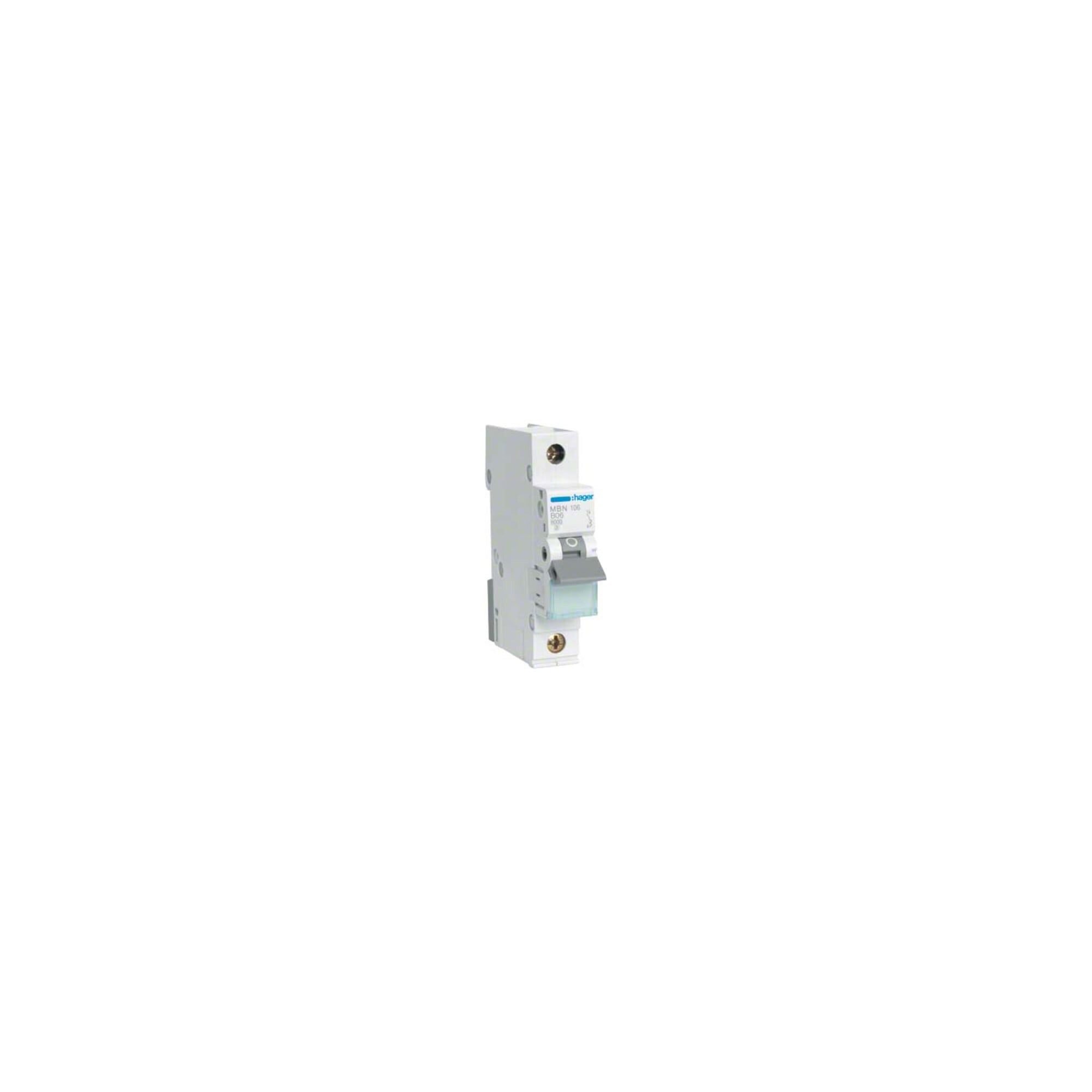 Hager Schalter Hager Leitungsschutzschalter 1pol. B-6A, 6kA MBN106
