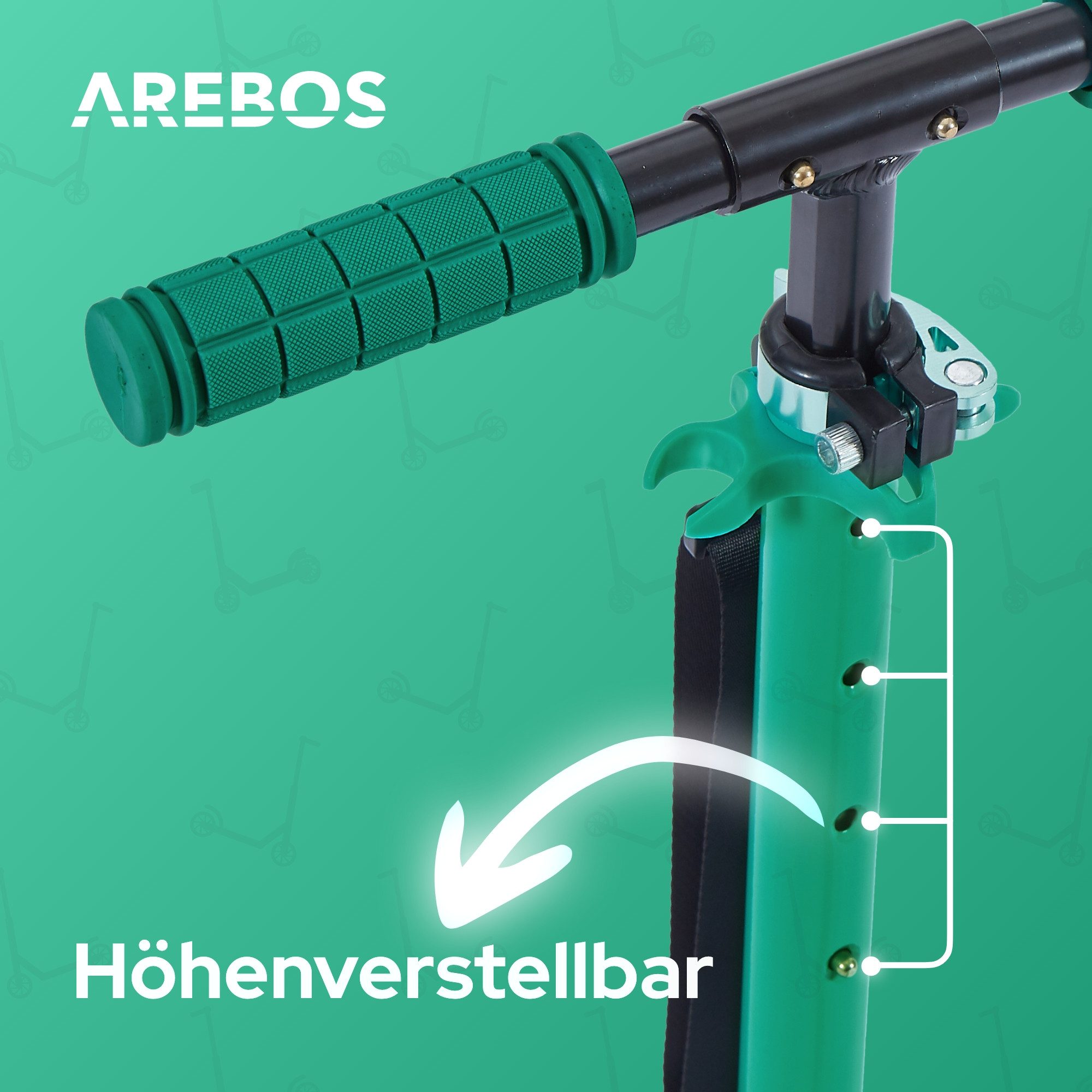 Arebos Tretroller klappbar höhenverstellbar 78–93 cm, ab 6 Jahre, 100 kg, 0 W, Fahrspaß überall: ideal für Schule, Freizeit oder kurze Wege