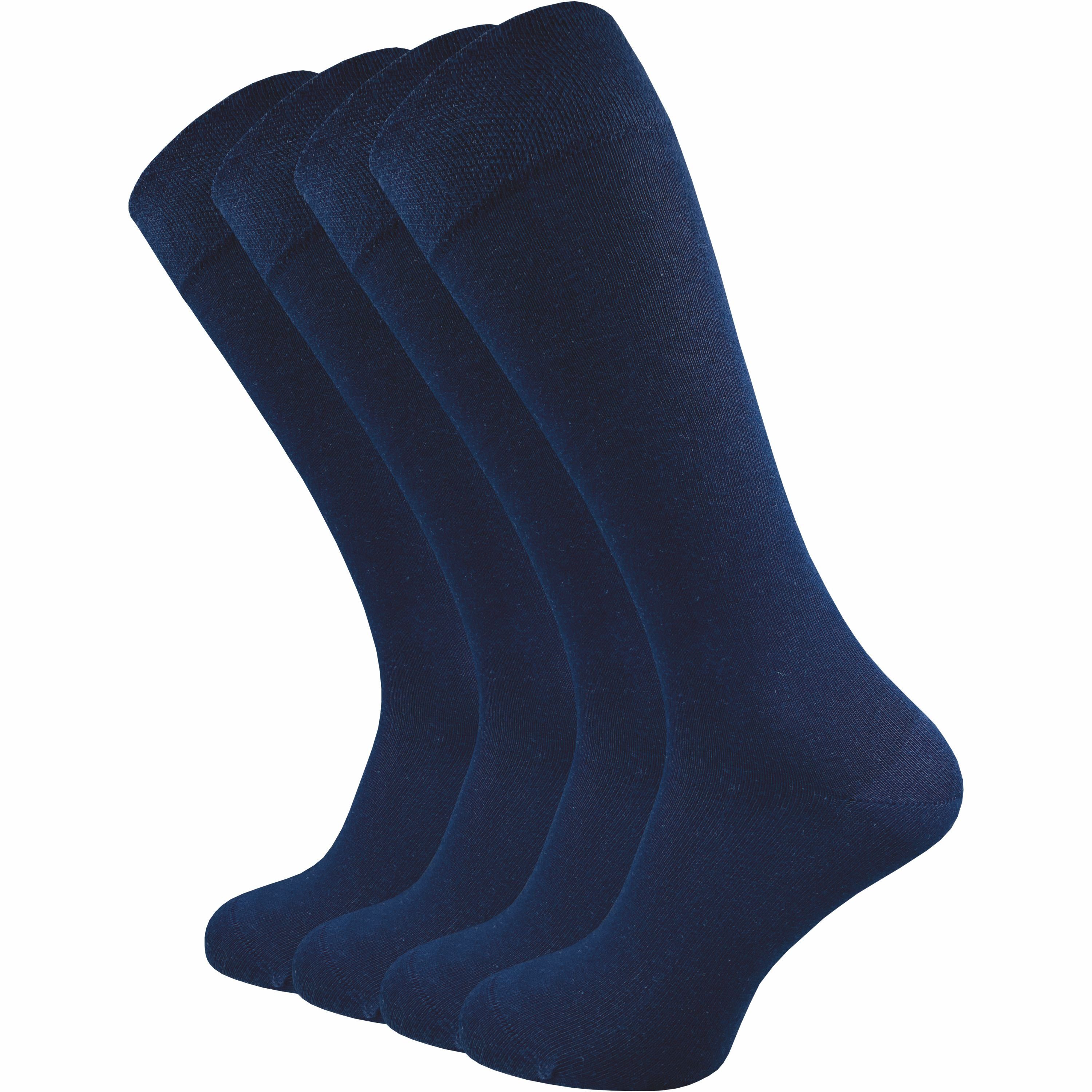 GAWILO Kniestrümpfe für Damen & Herren aus hochwertiger Baumwolle mit Komfortbund (4 Paar) Extra weicher Komfortbund, der nicht verrutscht ohne einzuschneiden blau