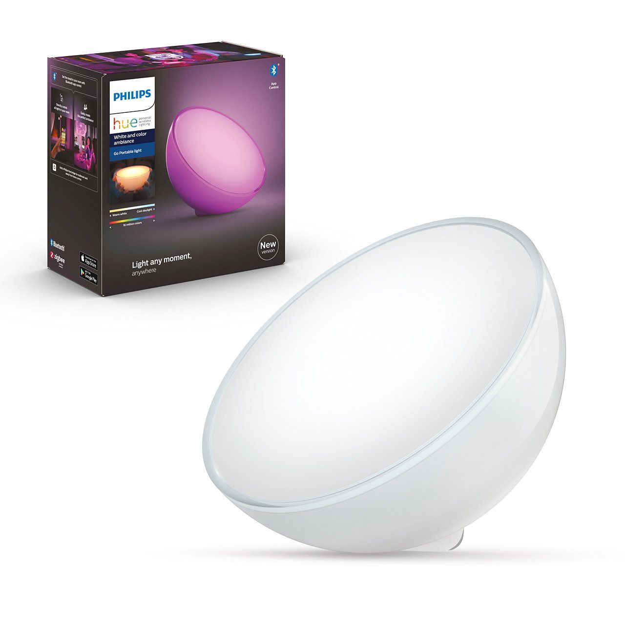 Philips Hue LED Tischleuchte Go Akku Tischleuchte weiß 520lm Bluetooth, Smart  Home Dimmfunktion, Leuchtmittel enthalten: Ja, fest verbaut, LED,  warmweiss, Tischleuchte, Nachttischlampe, Tischlampe