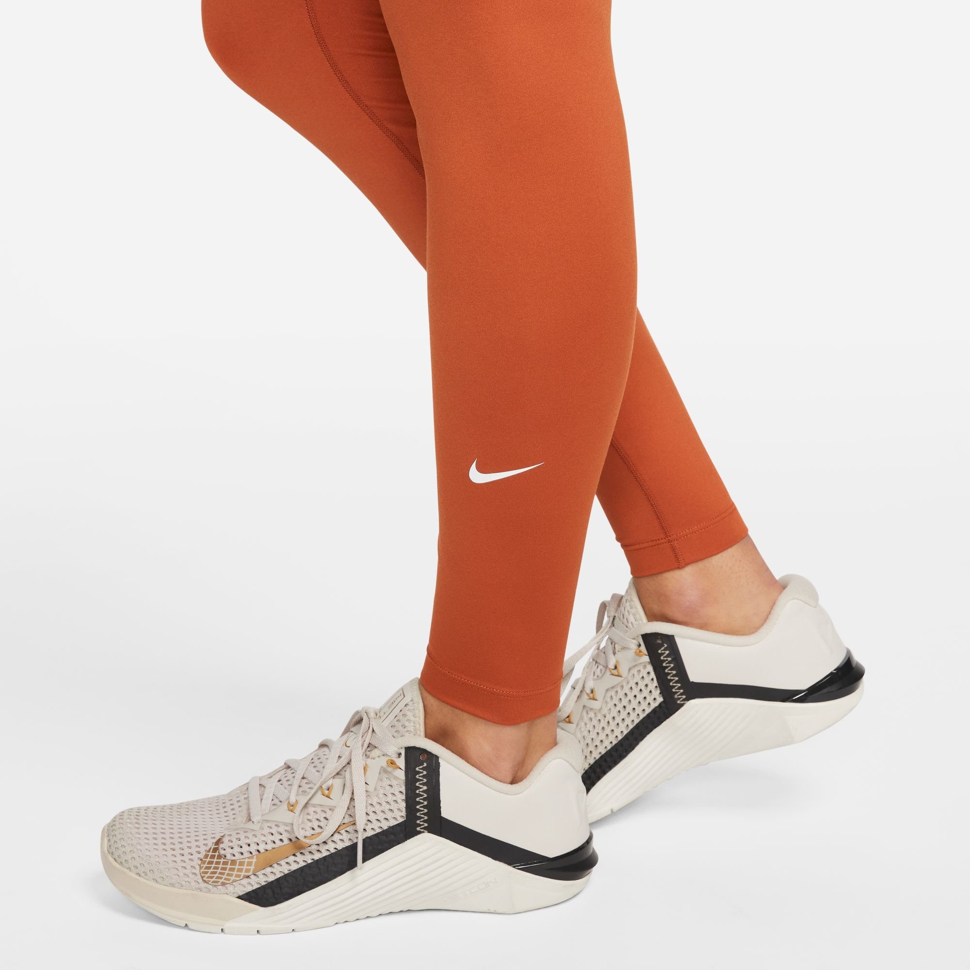 WOMEN'S Nike Trainingstights braun ONE MID-RISE LEGGINGS
