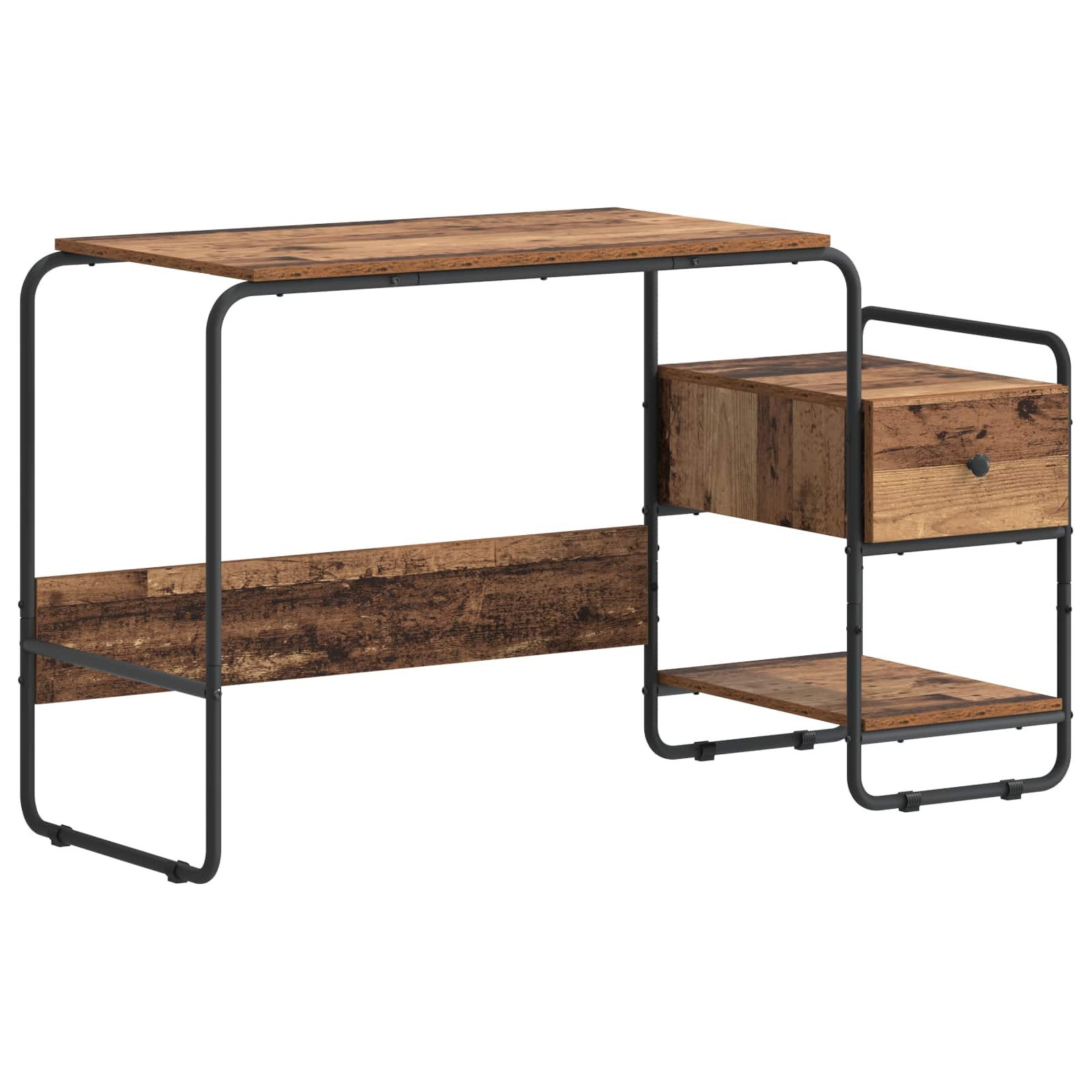 vidaXL Schreibtisch Schreibtisch mit Stauraum Altholz 131,5 x 50 x 75,5 cm (1-St)