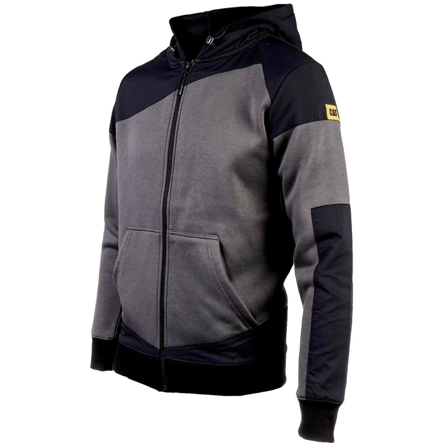 CAT CATERPILLA Kapuzenpullover Zip Hoodie Midweight Kapuzenpullover Grau Arbeitspullover Zipp Sweatshirt Pulli Pullover Arbeit Freizeit Outdoor