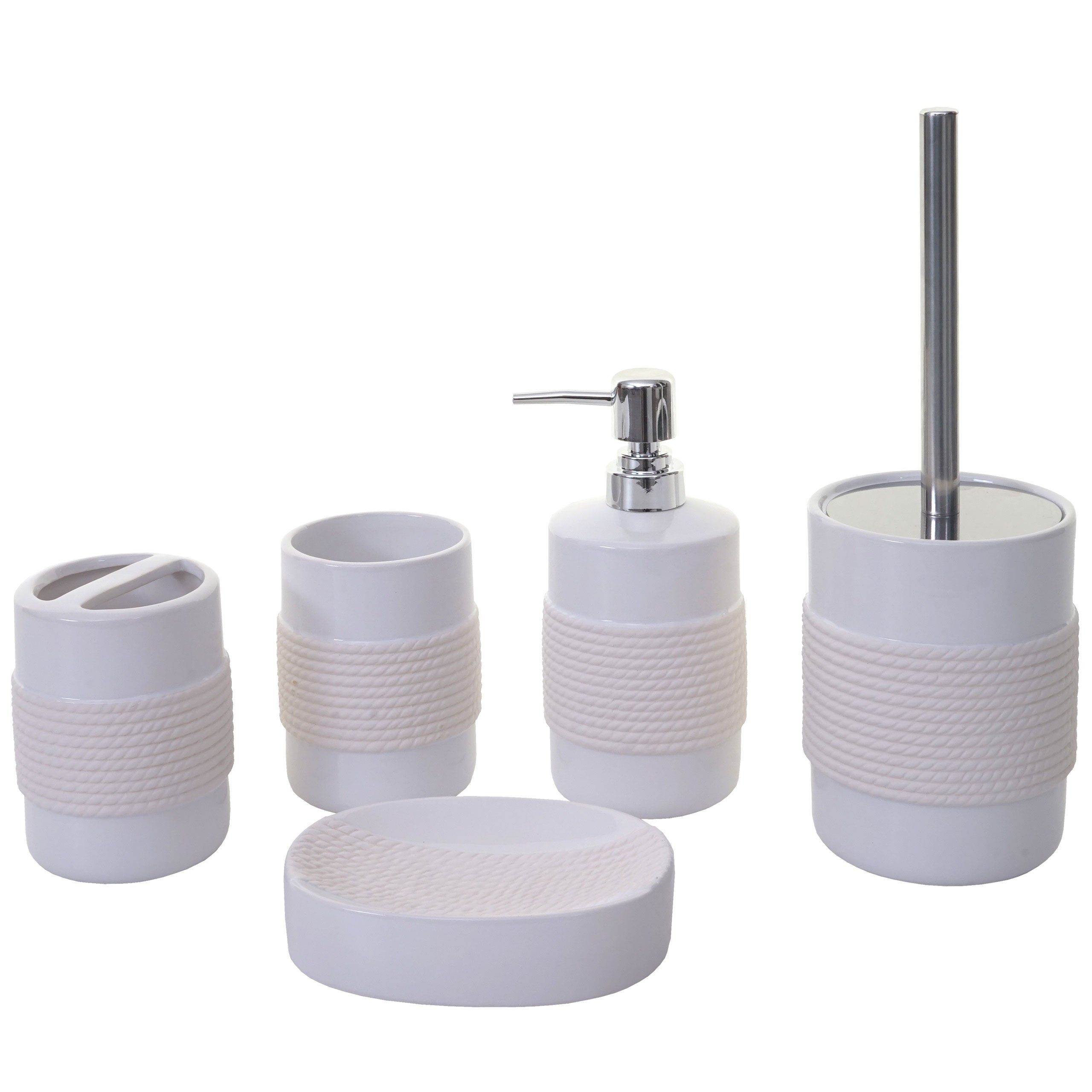 MCW Seifenspender MCW-C73, (Set, 5-tlg), Keramik, 5-teiliges Set, wechselbarer Bürstenkopf, austauschbarer Seifenspender