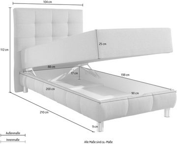 INOSIGN Boxbett Vaasa, Bettkasten &Topper, in 4 Breiten, XXL-Ausführung, Überlänge 220 cm