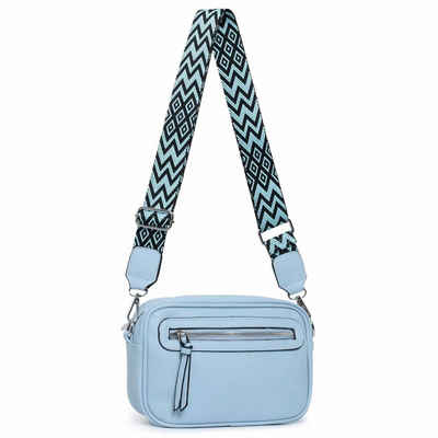 ITALYSHOP24 Schultertasche Damen Umhängetasche CrossBody Brusttasche Crossover Handtasche Reise (Tasche mit einem breitem Muster Stoffgurt/Umhängeband), Bodybag Cross Bag Schmucktasche Gürteltasche Muster Сумкиgurt Clutch