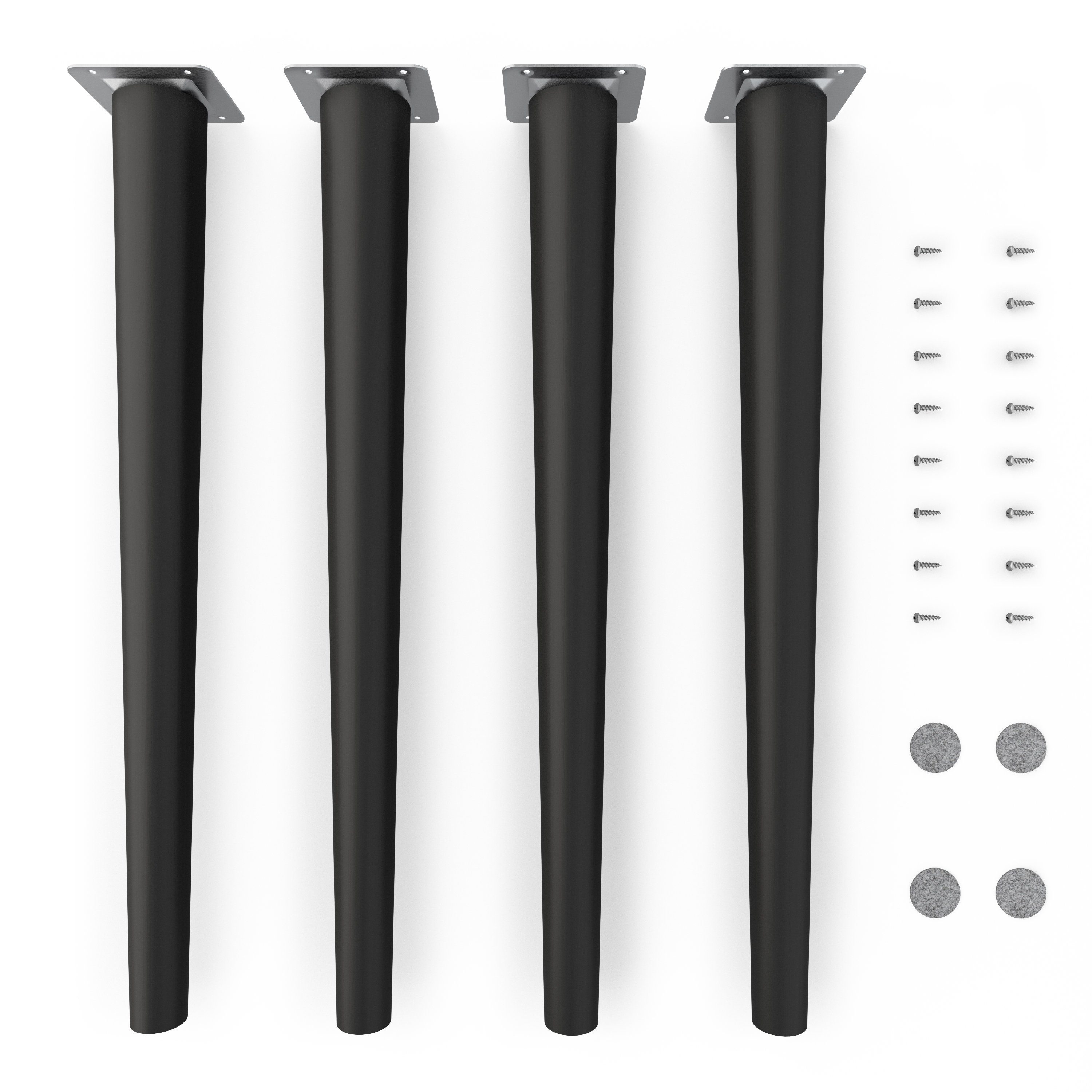 sossai® Мебельfuß Holzmöbelfüße Schwarzmatt - gerade Ausführung, (4-St), 8cm - 71cm