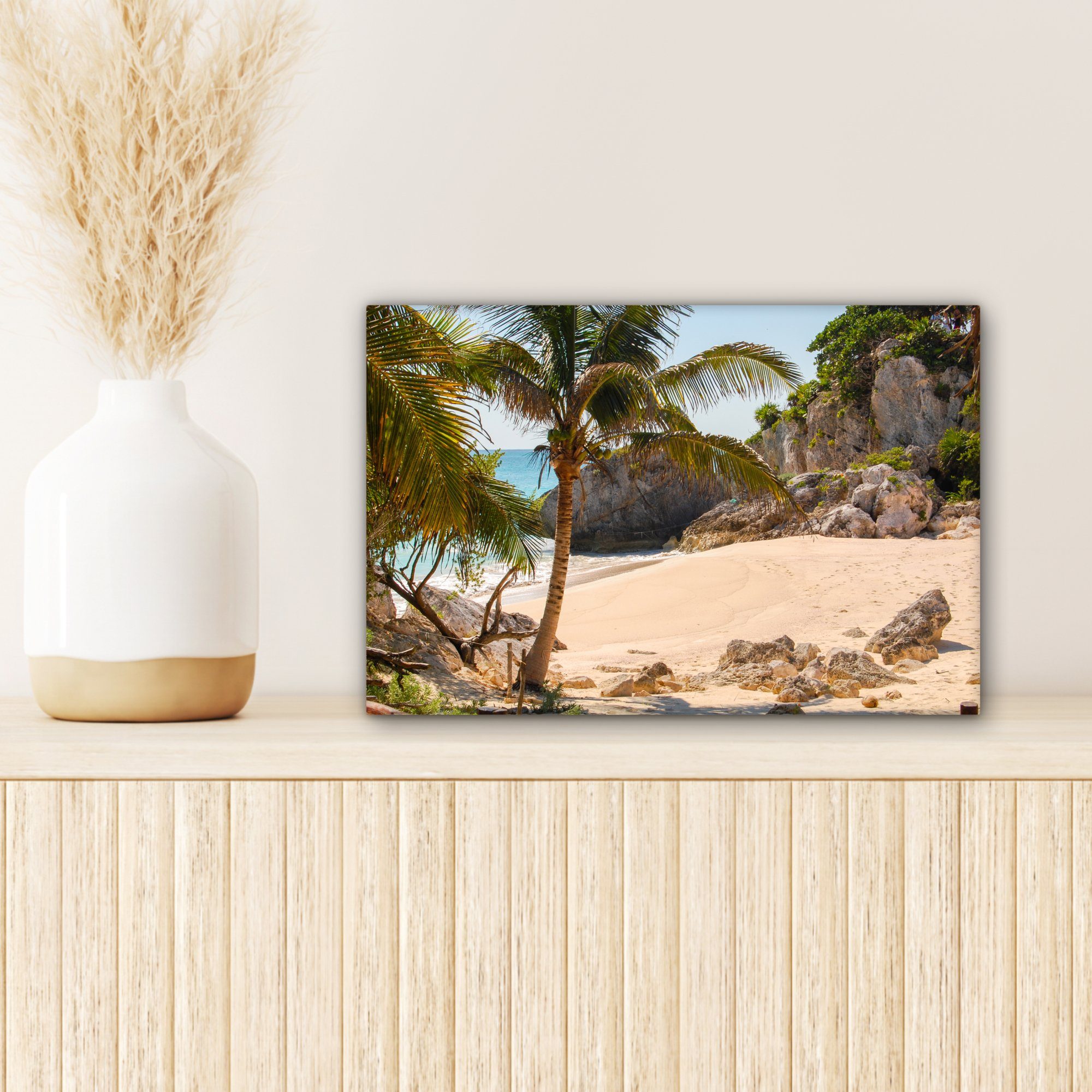 Tulum Maya St), cm 30x20 Strand Wanddeko, Wandbild Leinwandbild (1 OneMillionCanvasses® Leinwandbilder, Tropischer der Riviera an Mexiko, bei Aufhängefertig, in