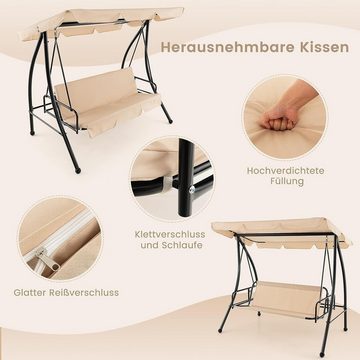 KOMFOTTEU Schaukelstuhl 2-Sitzer, mit klappbarer Rücklehne & weicher Kissen