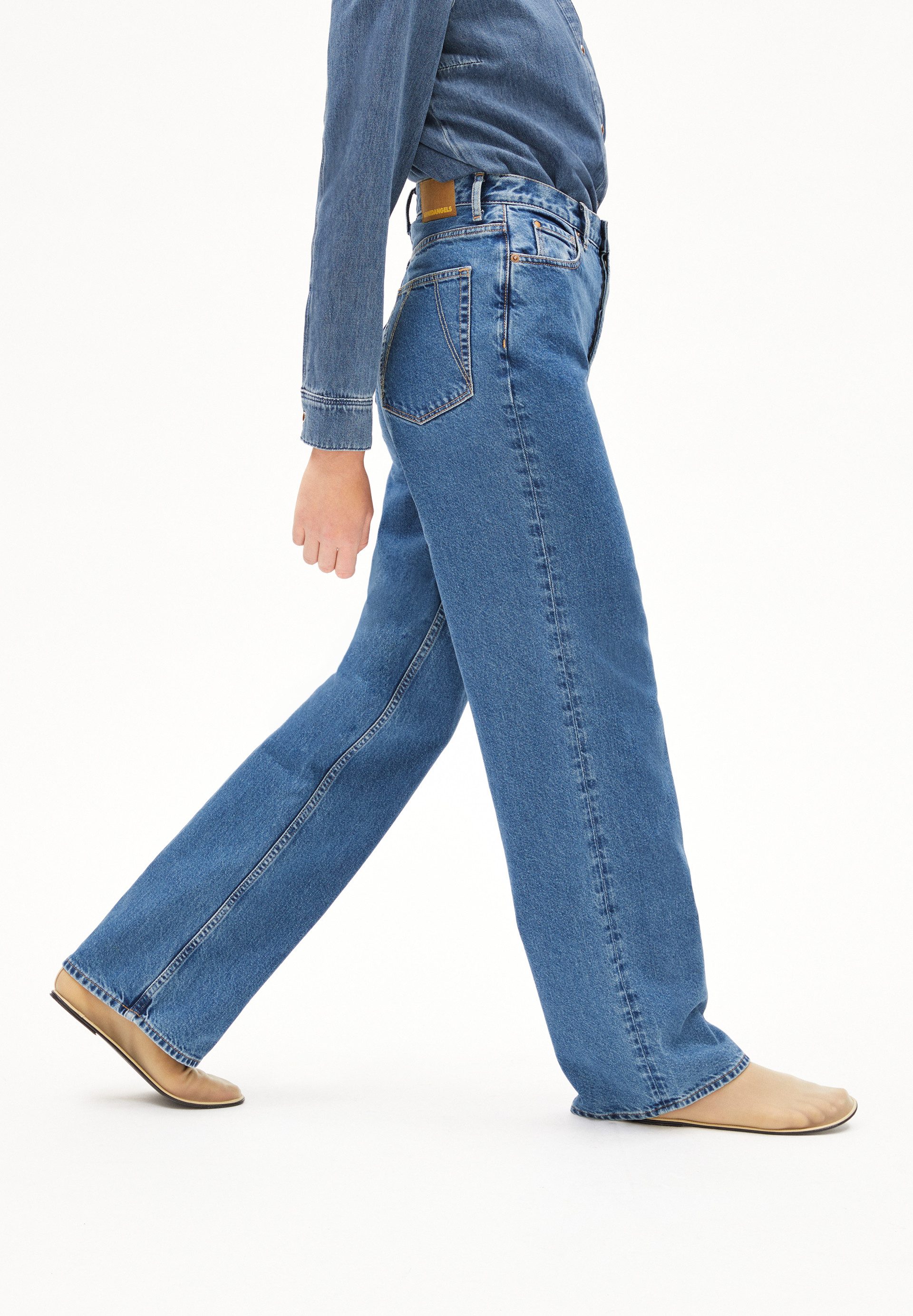 Armedangels Weite Jeans ENIJAA Wide Jeans recycelter Baumwolle (Non-Stretch, Regular Fit) High waist