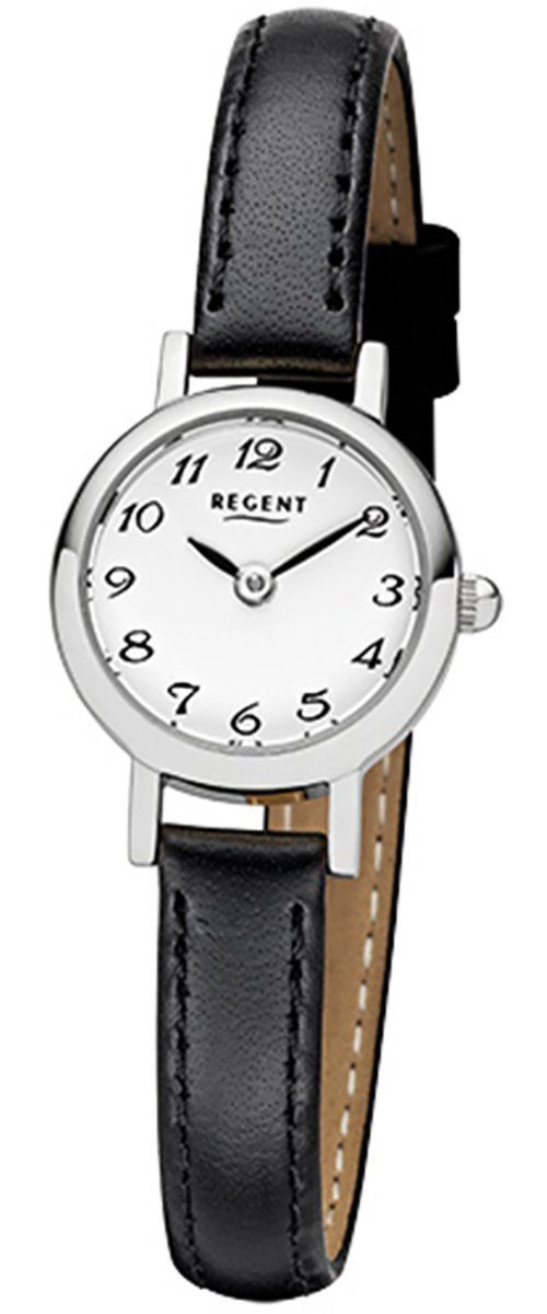 rund, Damen Quarzuhr (ca. schwarz Lederarmband Damen-Armbanduhr 20mm), Armbanduhr Analog, klein Regent Regent